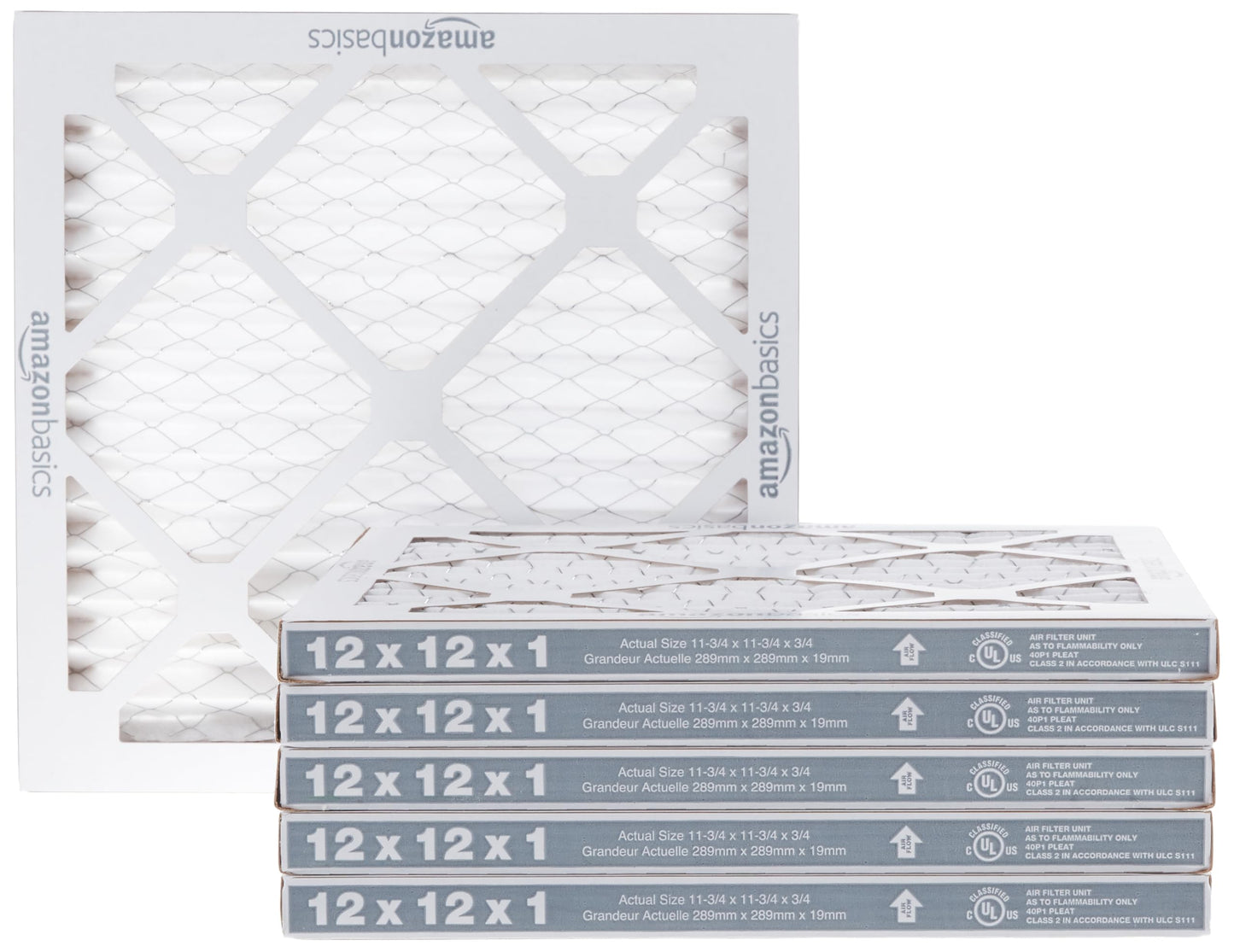 Amazon Basics 12x12x1 Air Filter 6 Pack, MERV 8 AC Furnace Filters (Actual Size: 11.75" x 11.75" x 0.75")
