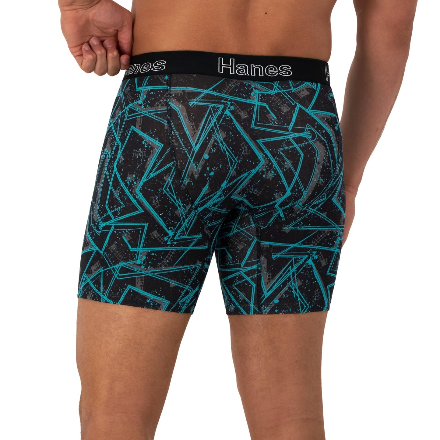 Hanes Men's Comfort Flex Fit Boxer Brief Pack, Supportive Pouch, Turquoise/Concrete/Black 3-Pack