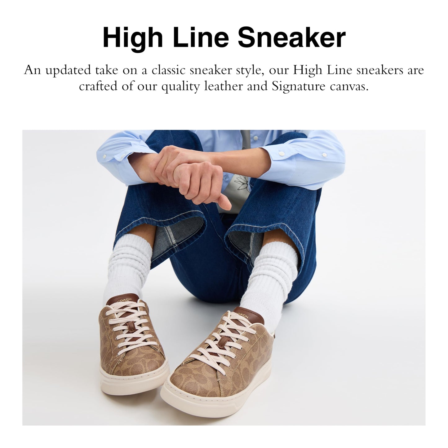 COACH Women's High Line Sneaker, Brown Khaki, 8.5