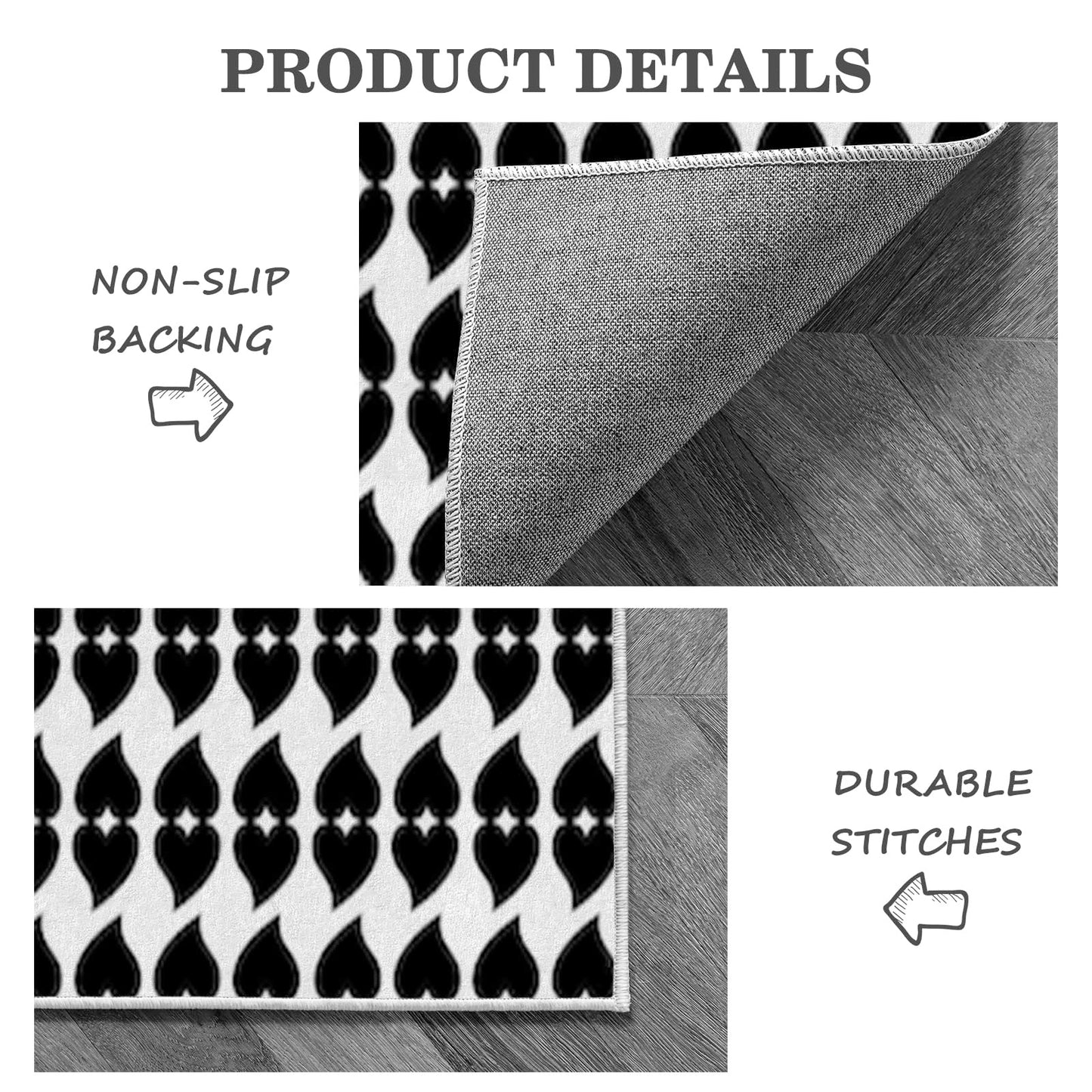 3×5ft Modern Geometric Floral Area Rug - Non Slip Low Pile Polyester Rug for Living Room,Bedroom,Office 3D Stereoscopic Vision,Machine Washable Geometric Design Carpet Black/White Q1903