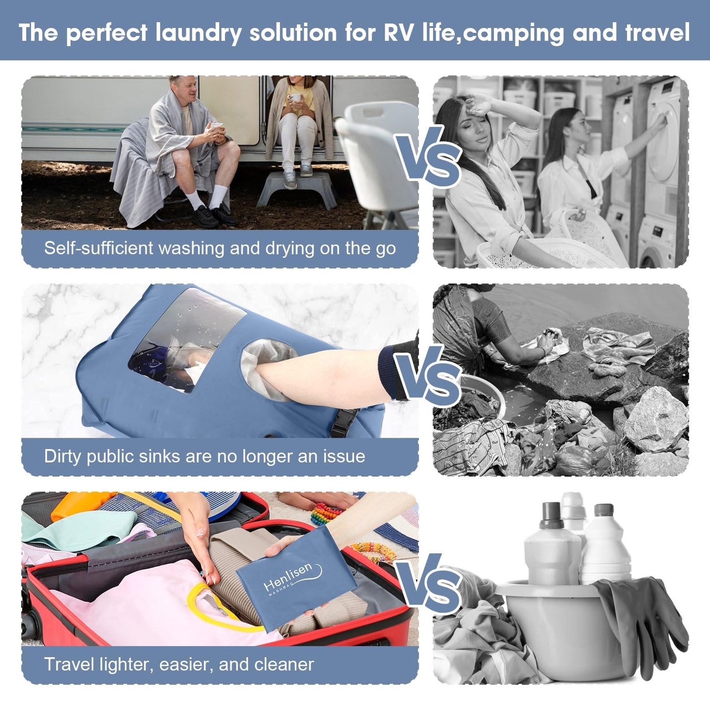 Wash Bag Portable Washing Machine for Camping Travel Laundry Washing Bag Baby Clothes Manual Washer Dry Bags Self-sufficient Hand Wash Clothes for Outdoor Traveller RV Backpacking Adventures Essential
