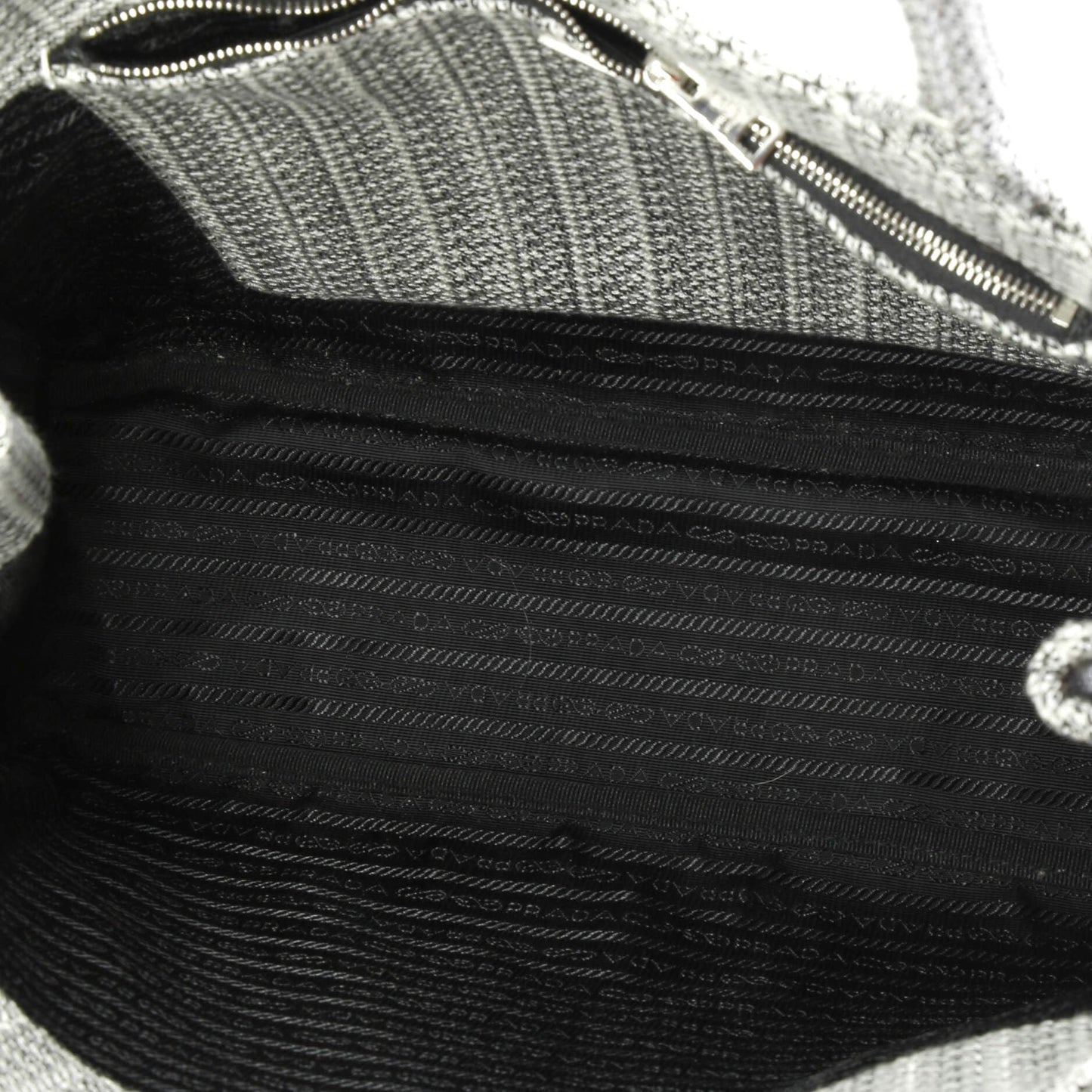 Prada, Pre-Loved Logo Strap Canapa Tote Jacquard Medium, Black