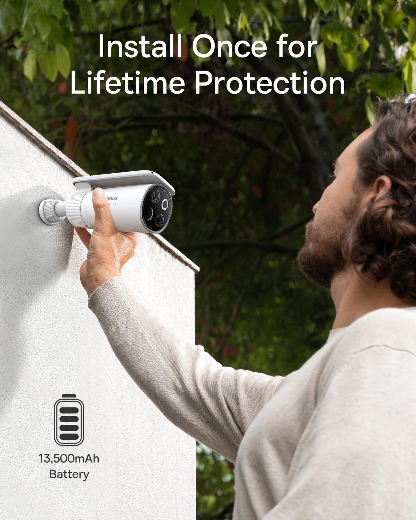 Baseus Solar Security Camera Wireless Outdoor, S1 Pro 2-Cam Kit, Forever Power with Auto Sunlight-Tracking System, Dual Camera with 3K Clarity, No Monthly Fee, 16TB Expandable Local Storage