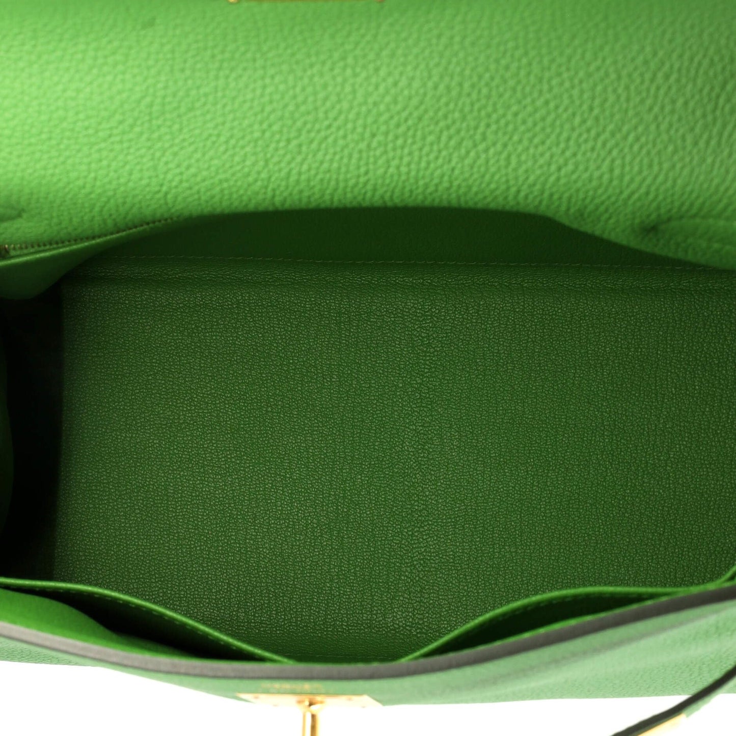 Hermes, Pre-Loved Kelly Handbag Green Togo with Gold Hardware 28, Green