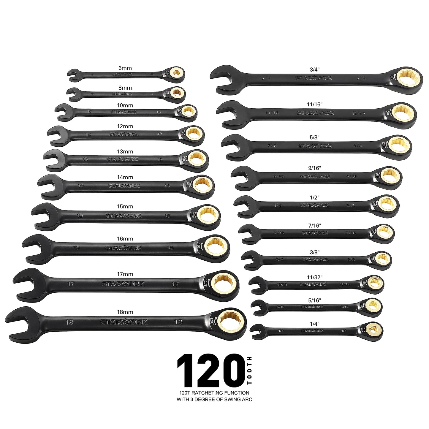 STARWORK TRUE MECHANIC 303-Piece Mechanics Tool Set, 120T Ratcheting Wrench, Professional, SAE/Metric