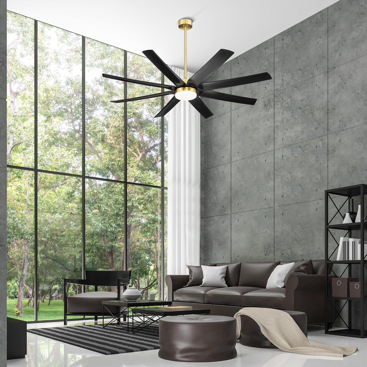 JAZAVA Black and Gold Ceiling Fan, 70 Inch Ceiling Fans with Lights and Remote, 8 ABS Blades, Reversible DC Motor,3CCT Dimmable, Modern Smart Ceiling Fans with Voice Control, CF01-BGB
