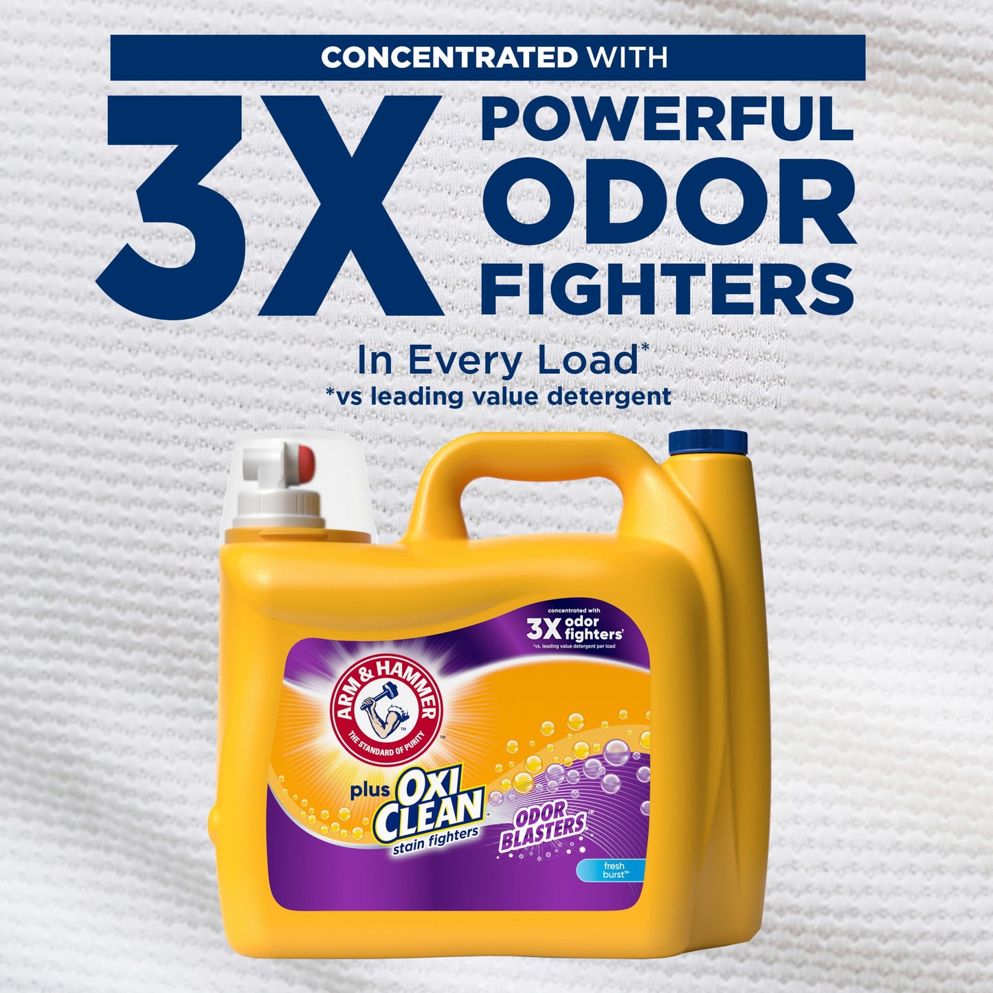 ARM & HAMMER Plus OxiClean Odor Blasters Fresh Burst, 128 Loads Liquid Laundry Detergent, 166.5 Fl oz