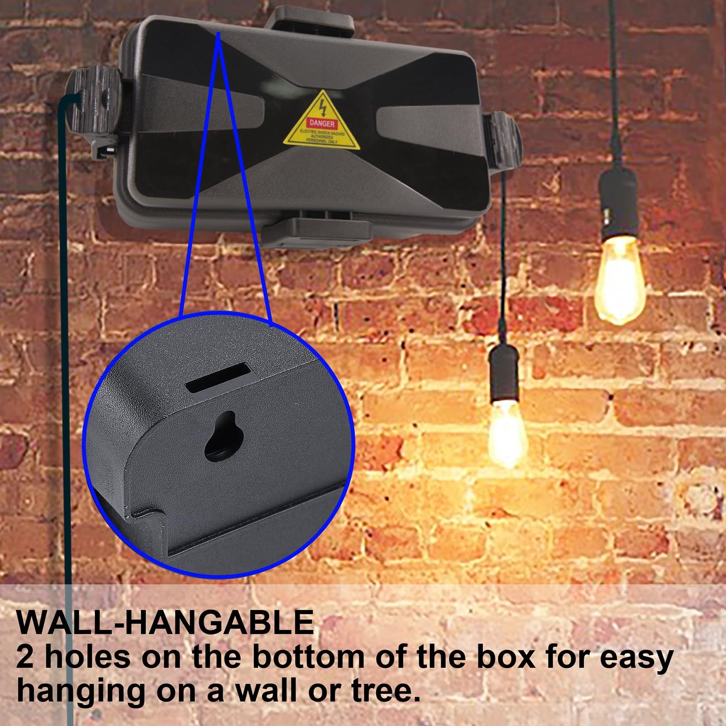 DIQMIAQ Outdoor Electrical Box Waterproof IP54 Black Outdoor Extension Cord Cover(Inner 6.5 x 3.5 x 2.2inch), Wall-Hangable Waterproof Box for Plug, Halloween, Christmas String Lights (1 PCS Black)