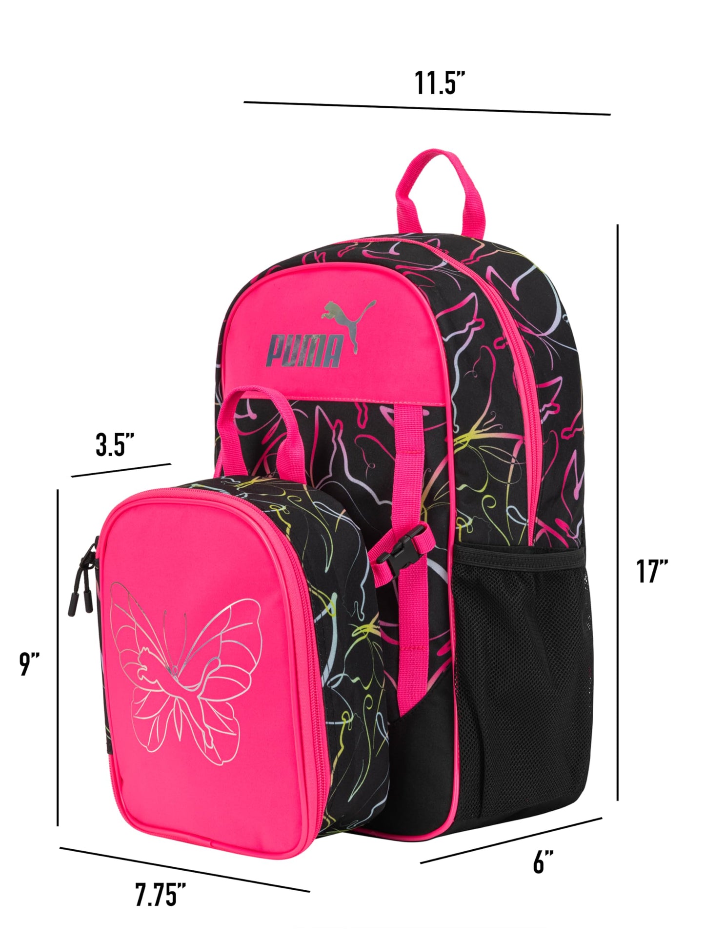 PUMA Unisex Kid's Colony Lunch Kit & Backpack Combo, Knockout Pink, Medium
