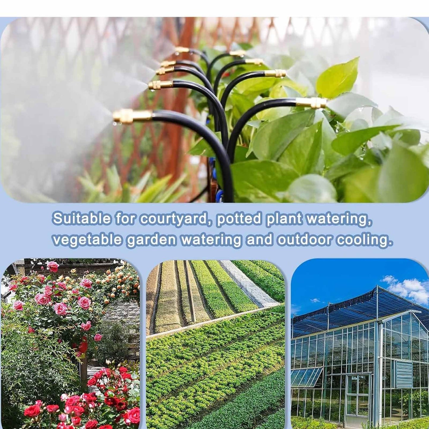 360° Curved Garden Automatic Irrigation System, Garden Automatic Watering Drip Irrigation System Kit, Adjustable Bendable Sprinkler System for Yard, Greenhouse, Lawn (32.9Ft Hose + 10 Nozzles)