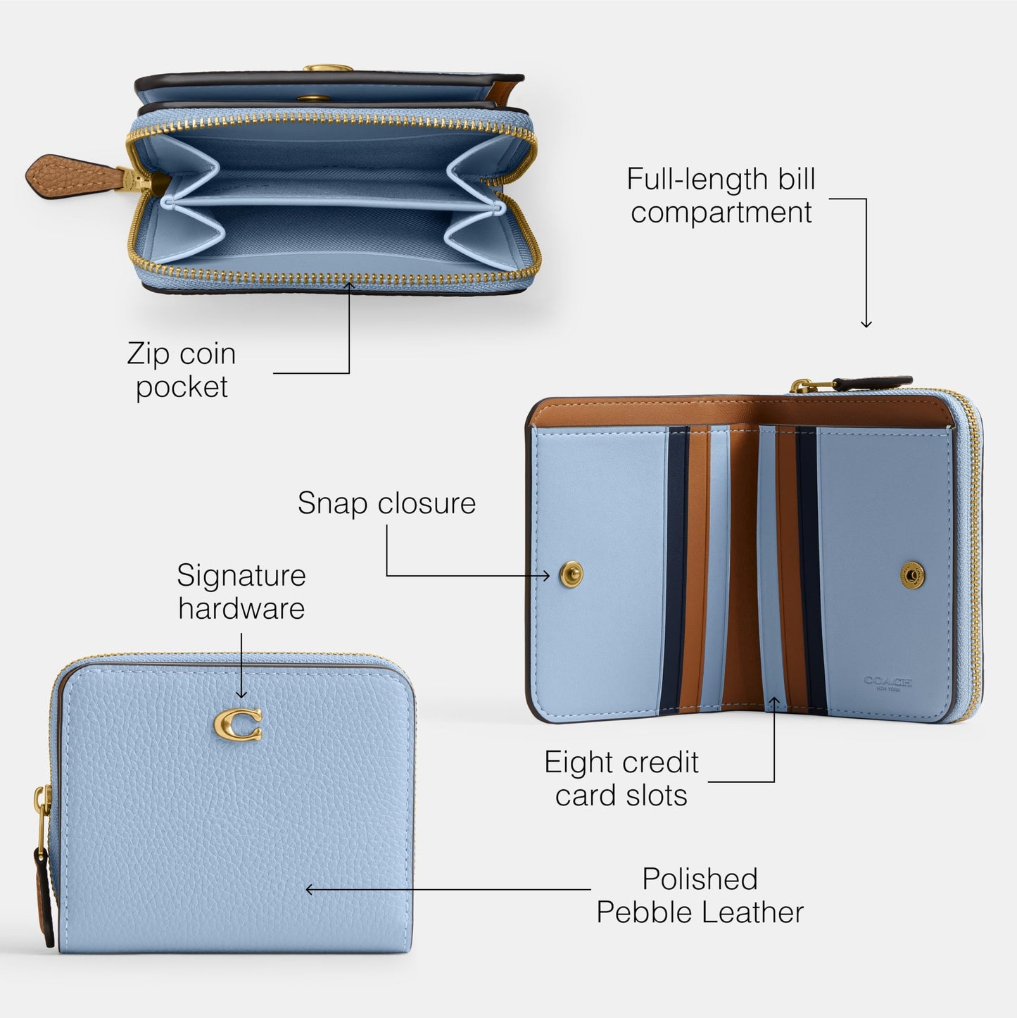 Coach Women's Essential Billfold Wallet in Colorblock Bi-Fold, Bluebell, One Size