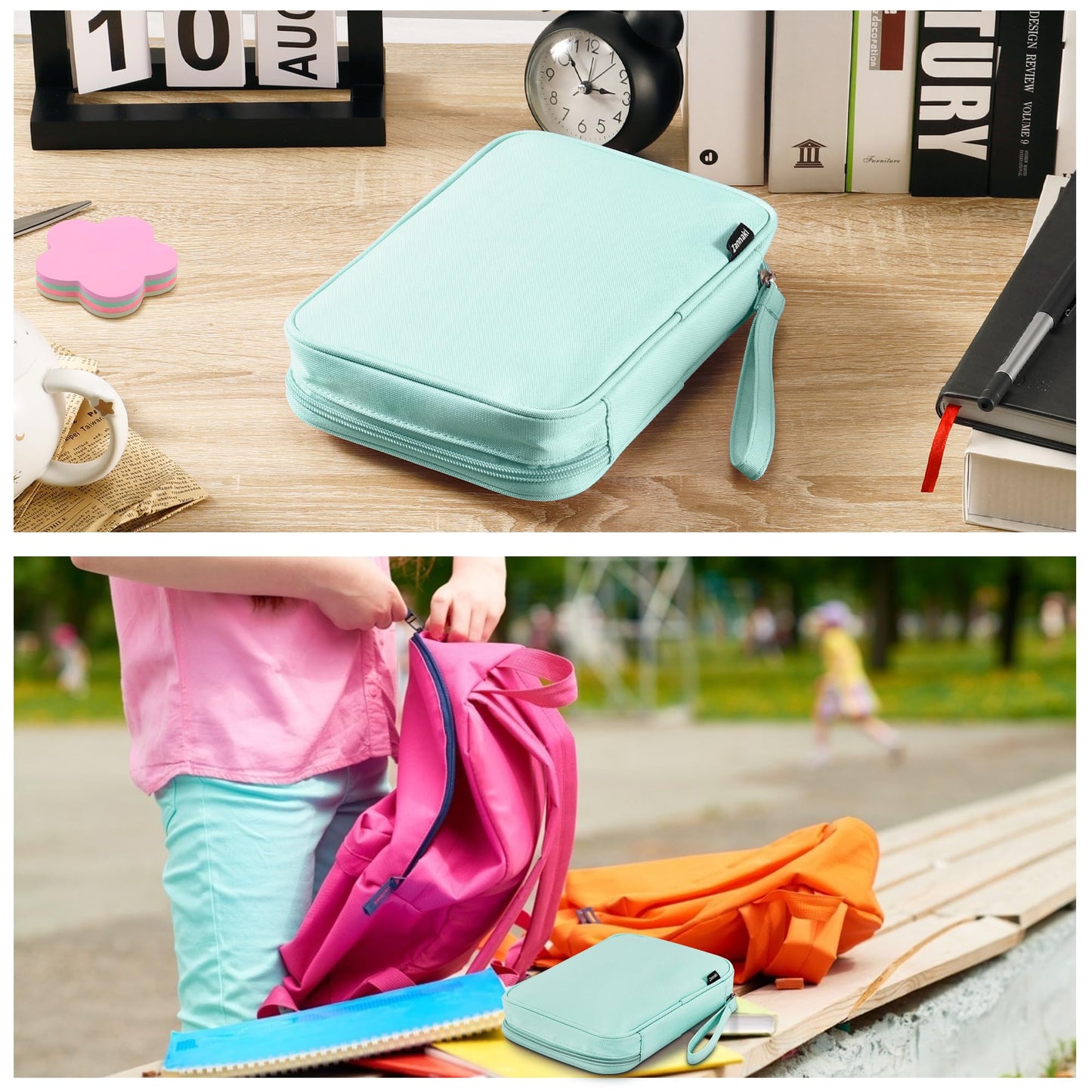 Zannaki Big Capacity Storage Pouch Marker Pen Pencil Case Simple Stationery Bag Box Art Tool & Sketch Storage Boxes for Bullet Journal Middle High School Office College Student Girl Women Adult Teen