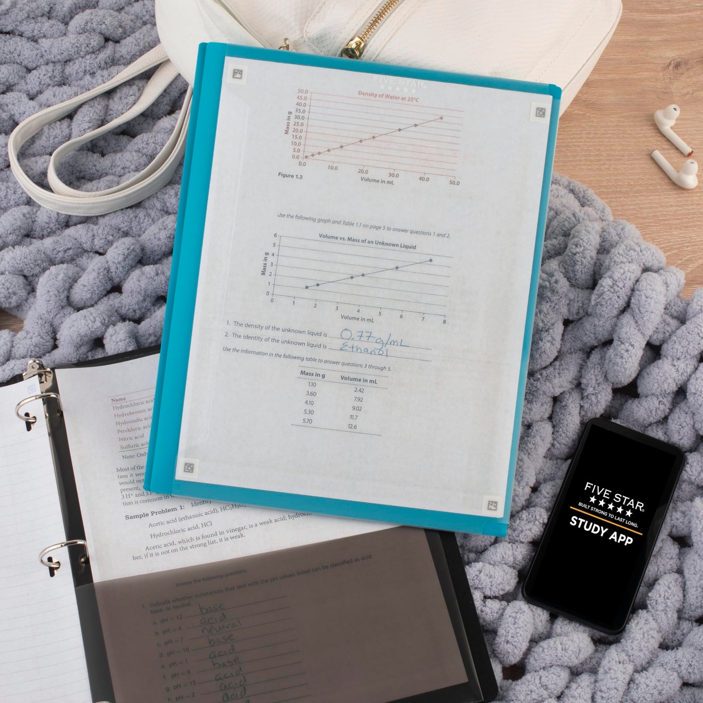 Five Star 2-Pocket Folder + Study App, 4 Pack, Plastic Folder with Prong Fasteners and Customizable Clear Cover, Holds 8-1/2" x 11" Paper, White, Purple, Yellow, Blue (340220B-ECM)