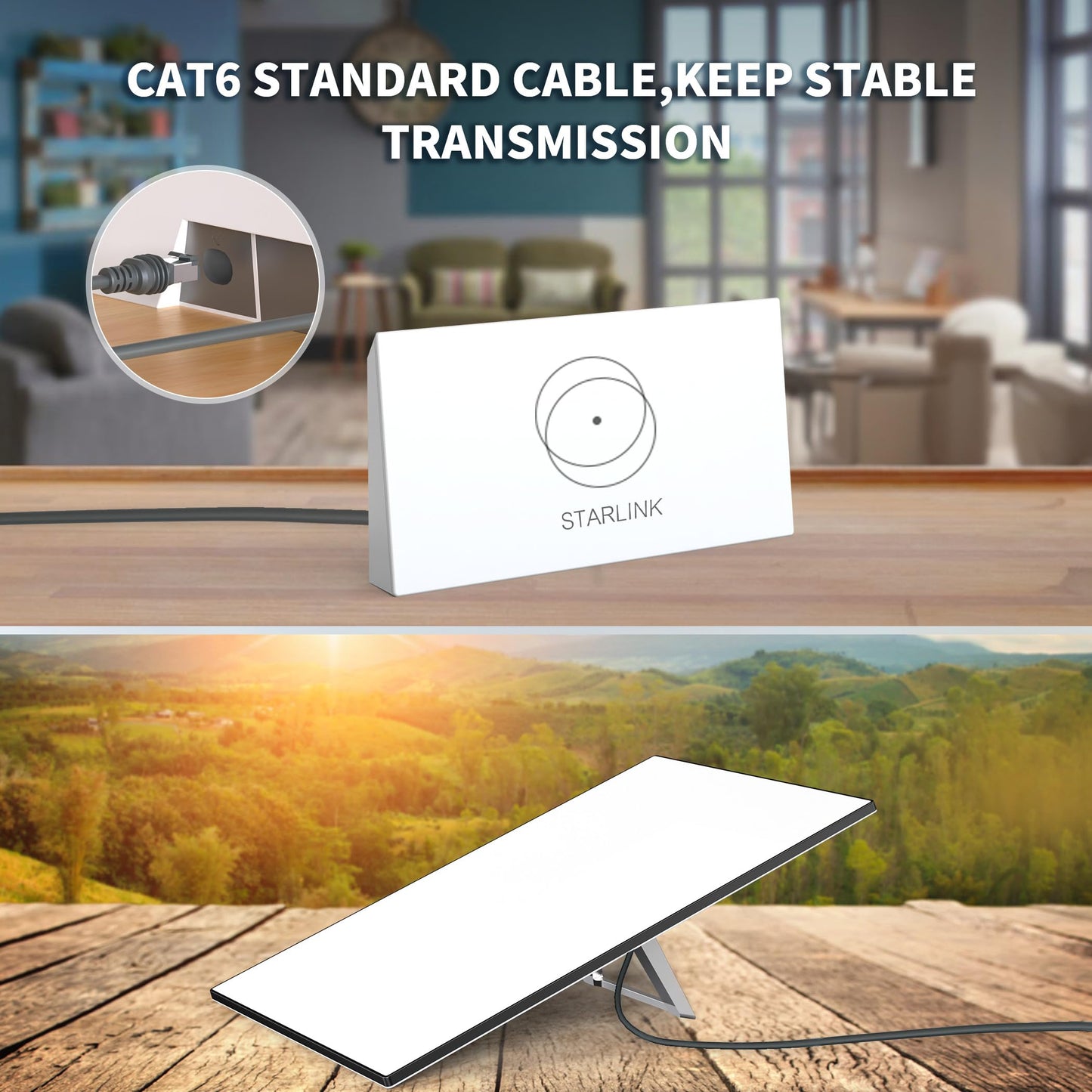 LUCMO 100FT/ 30M Starlink Gen 3 Cable for Starlink Standard Generation 3, Replacement Extension Cable Waterproof Satellite Starlink Standard V3 Cable (100FT), Grey