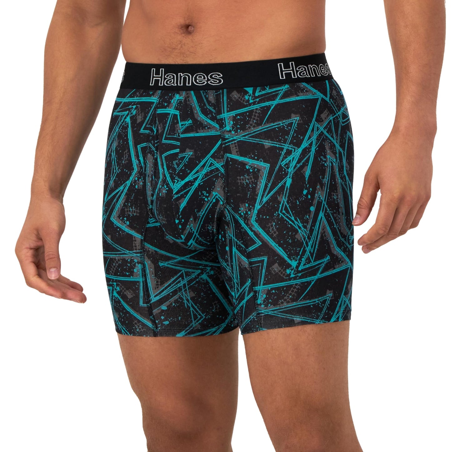 Hanes Men's Comfort Flex Fit Boxer Brief Pack, Supportive Pouch, Turquoise/Concrete/Black 3-Pack