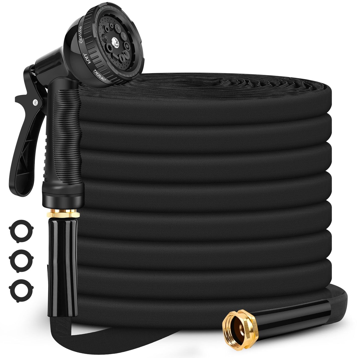 CXEZSIK Garden Hose Non-Expanding 100ft, Flexible Garden Hose with 10 Function Hose Nozzle, Lightweight, Kink Free and Water Hose for Outdoor,Yard, Lawn, Car Wash, Marine,and Camper Use