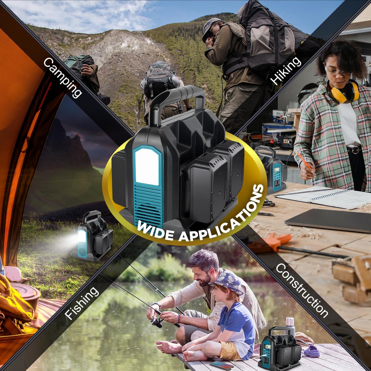 350W Power Inverter for Makita 18V LXT Li-ion Battery, 4-Port 20V to 120V Pure Sine Wave Inverter with LED Light, 3 USB-A Port, 1 USB-C Port, 1 DC Port, Power Station for Outdoor Camping (Tool Only)