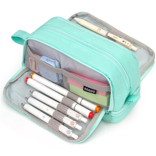 large capacity pencil case aesthetic green pencil pouch school supplies for girls big pencils case for teen girls extra large special pen bag pencil bags with zipper pen cases for adults and student