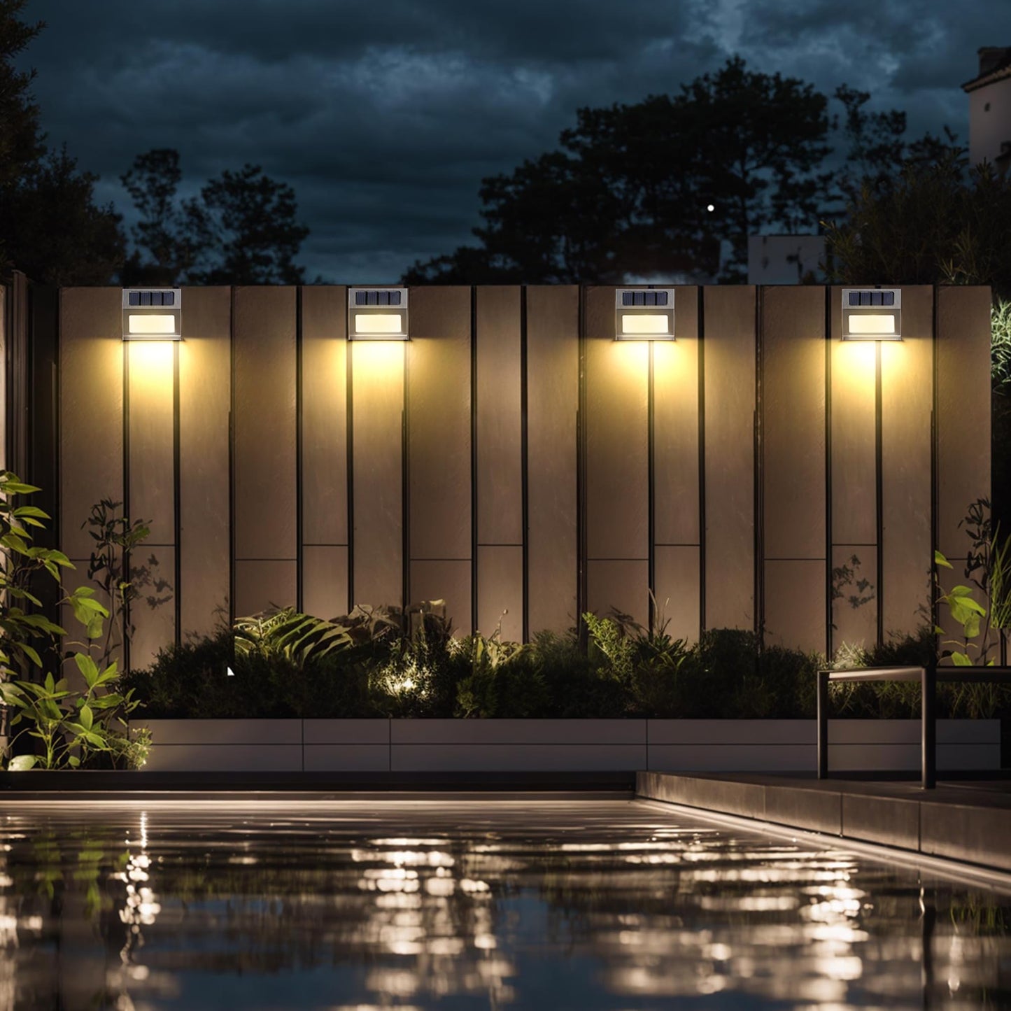 Otdair Solar Lights Outdoor Waterproof, Solar Fence Lights Auto On/Off, Bright LED Outdoor Lighting for Fence, Patio, Deck, Garden, Pathway