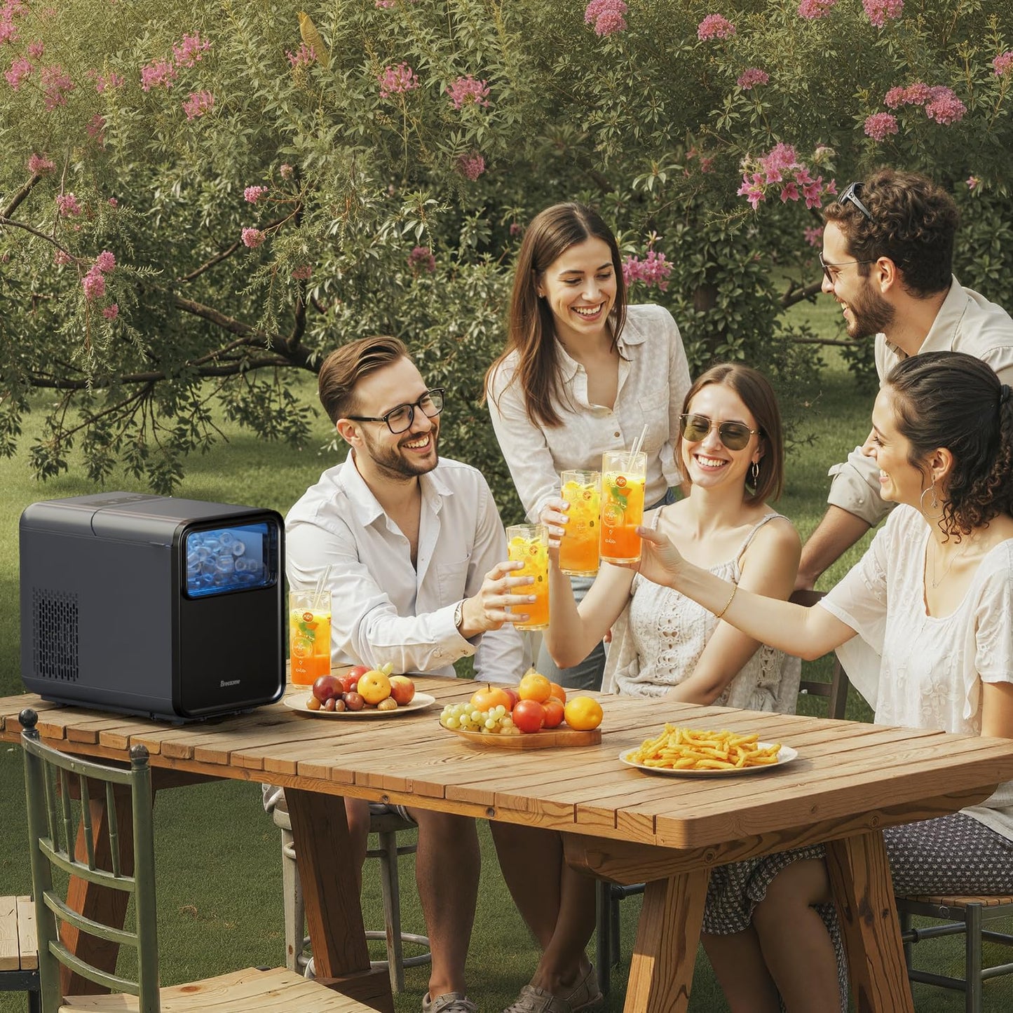 BREEZOME Ice Maker Countertop, Self-Cleaning Ice Machine, 9 Cubes in 6 Mins, 26.5lbs in 24Hrs, Compact Ice Maker with Basket & Scoop, Quiet Operation, 2 Sizes of Bullet Ice for Home Kitchen Camping RV