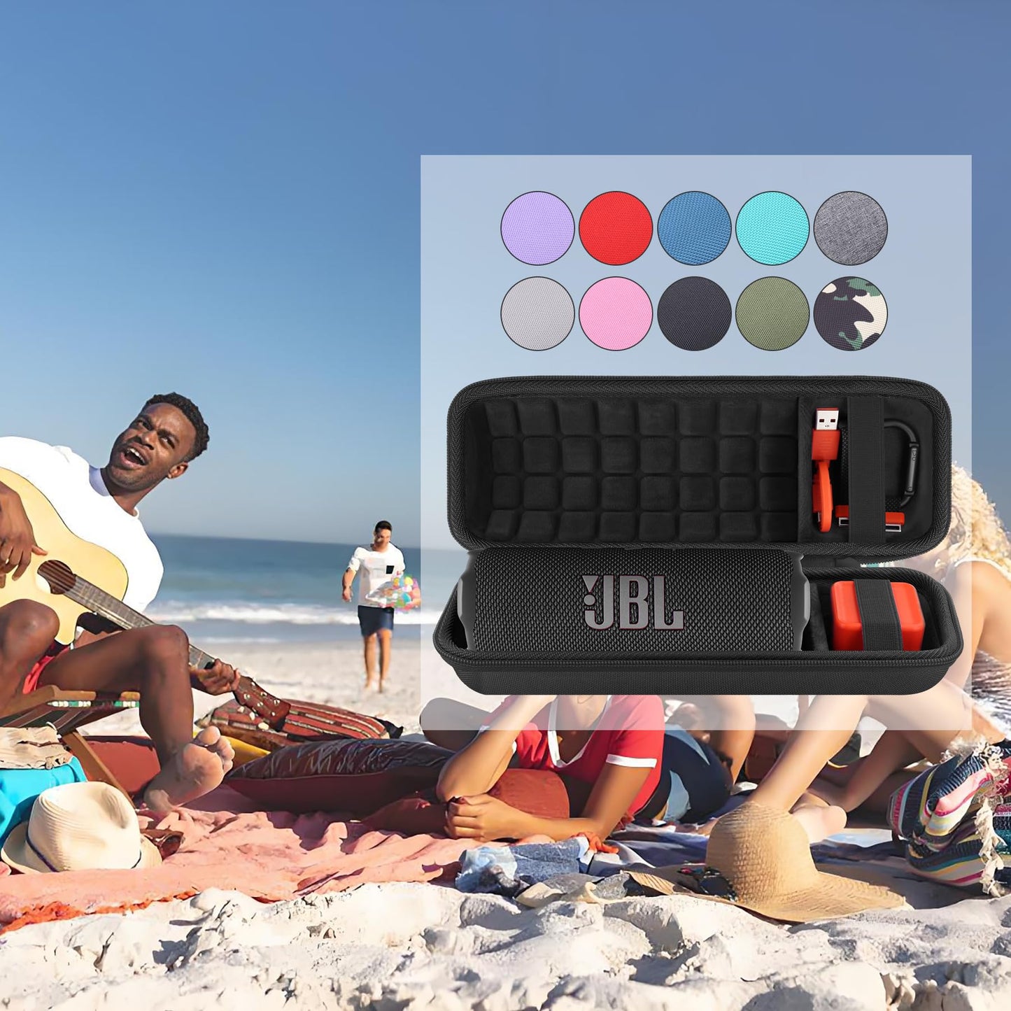 co2CREA Hard Travel Case Replacement for JBL Flip 7 Flip 6 FLIP 5 Waterproof Portable Bluetooth Speaker (Black Case + Inside Black)