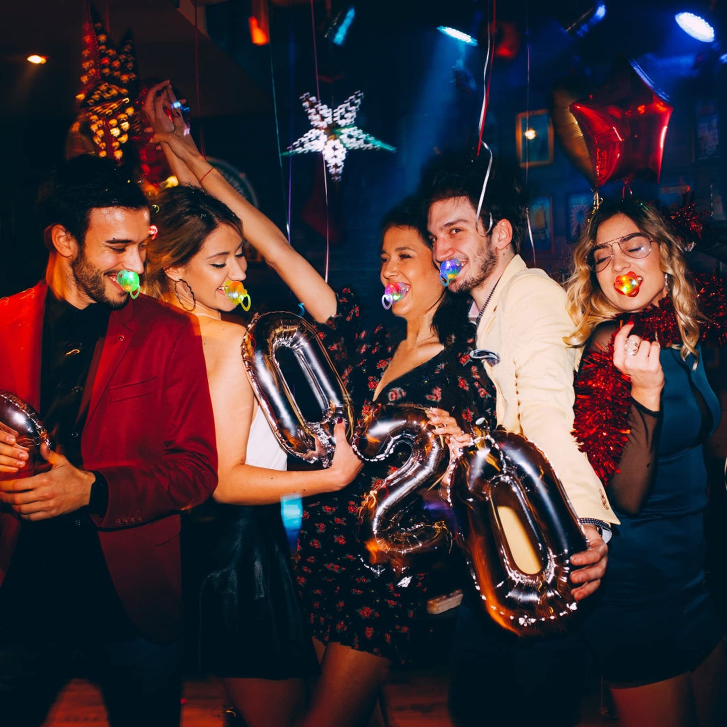 30 PCS LED Pacificers LED Light Up Pacifiers Necklace Flashing Pacifiers Whistles LED Rave Pacifiers Glowing Pacificer Glow in The Dark Party Favors for Halloween,Christmas,Birthday(6 Random Colors)