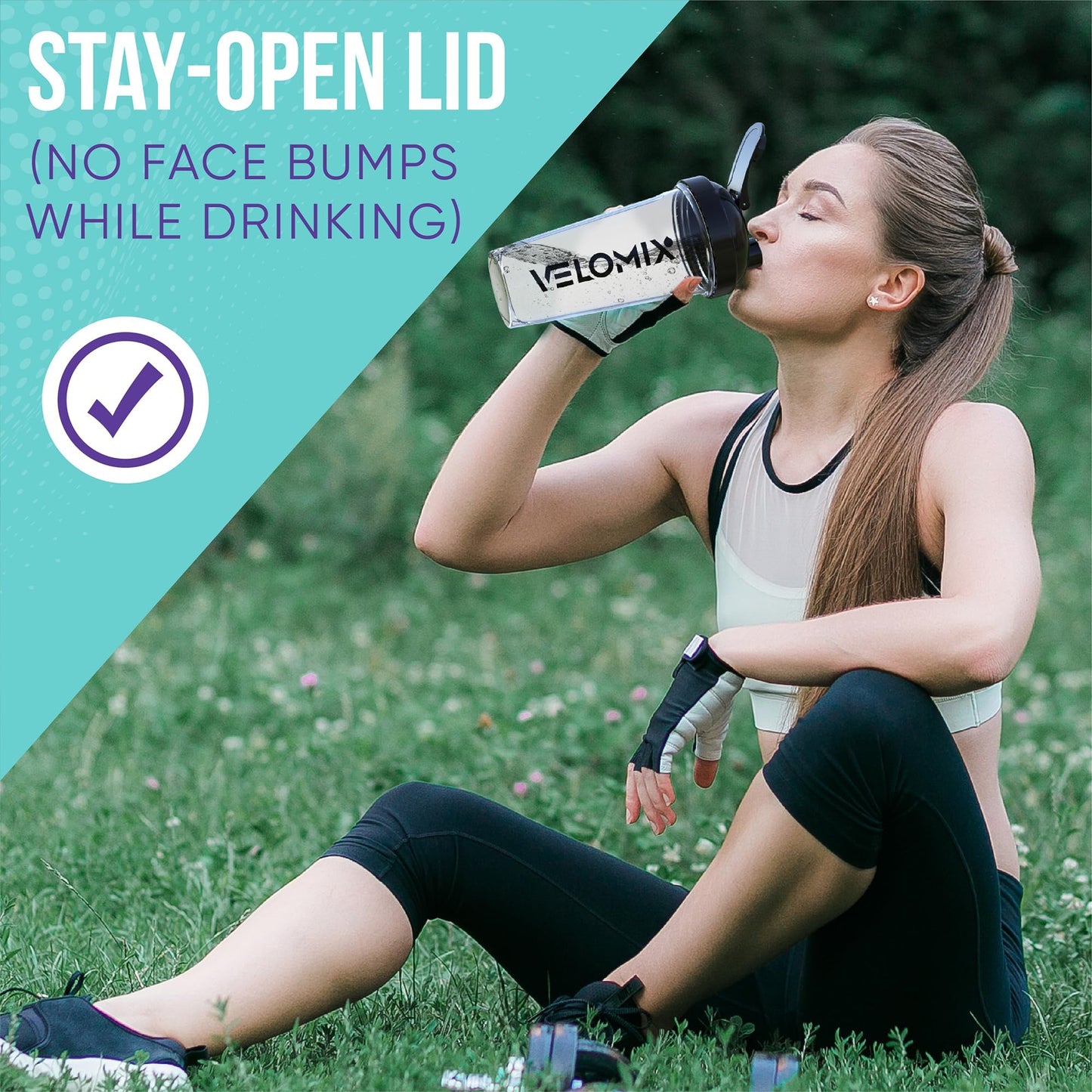 VELOMIX -2 Pack- 28 oz Protein Shaker Bottles for Protein Mixes - 2x Wire Whisk | Leak Proof Shaker Cups for Protein Shakes | Protein Shaker Bottle Pack (Black/Transparent)