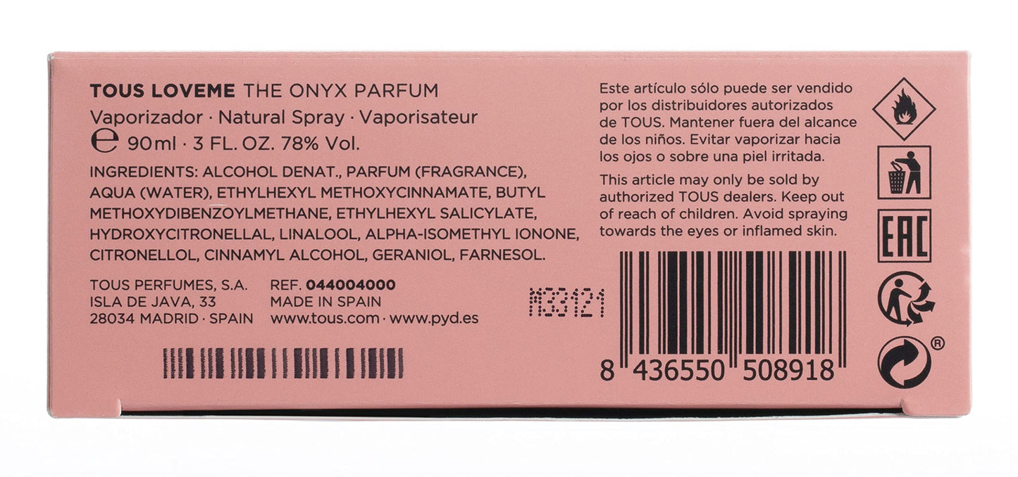Tous Love Me Onyx for Women - 3 oz Parfum Spray