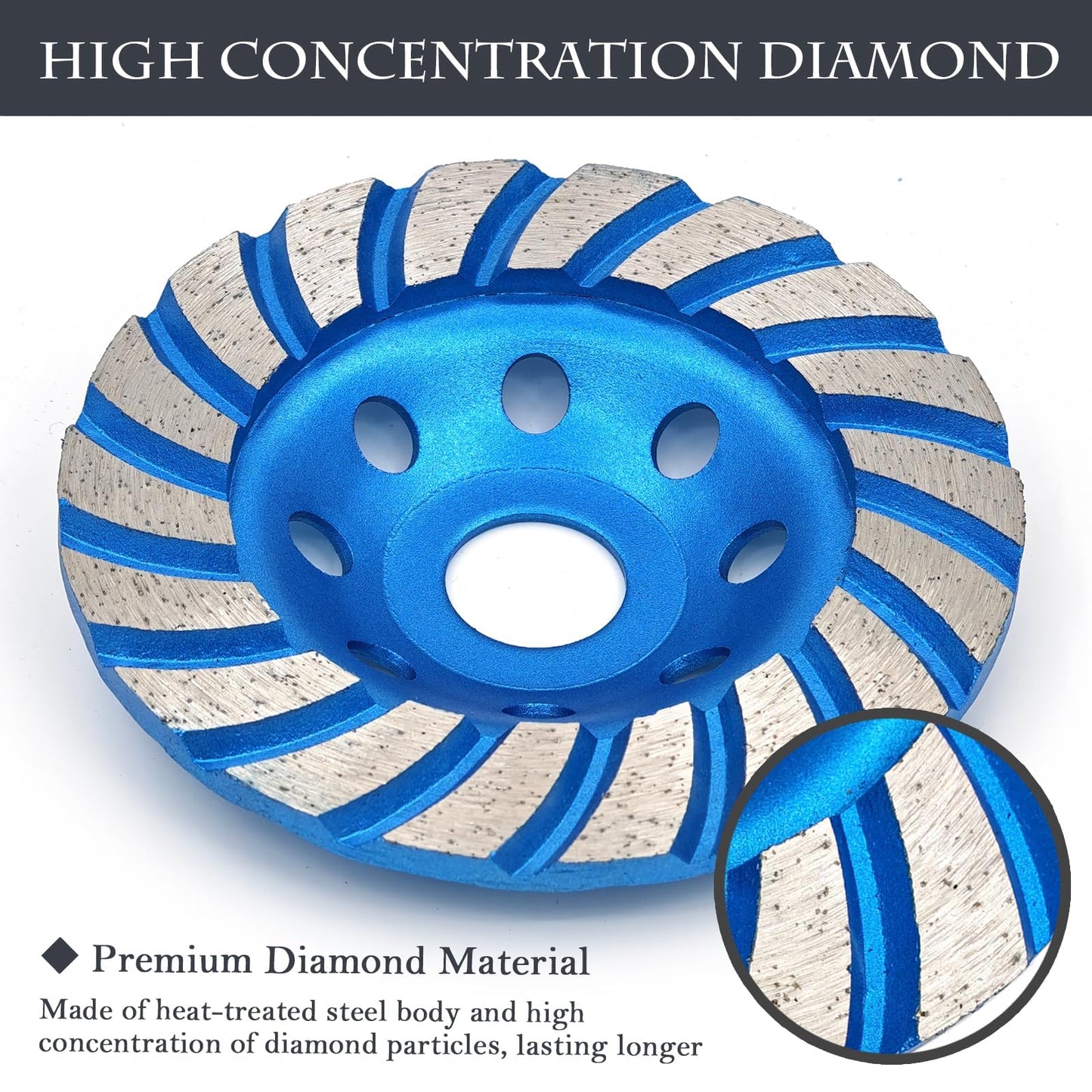 SWIGRANCE 2Pcs Diamond Concrete Grinding Cup Wheels 115mm 4-1/2" Set (Double Row + Turbo Row Segment), Fits 7/8" Arbor for Angle Grinder, Shaping Cleaning Concrete Masonry Marble Granite Brick