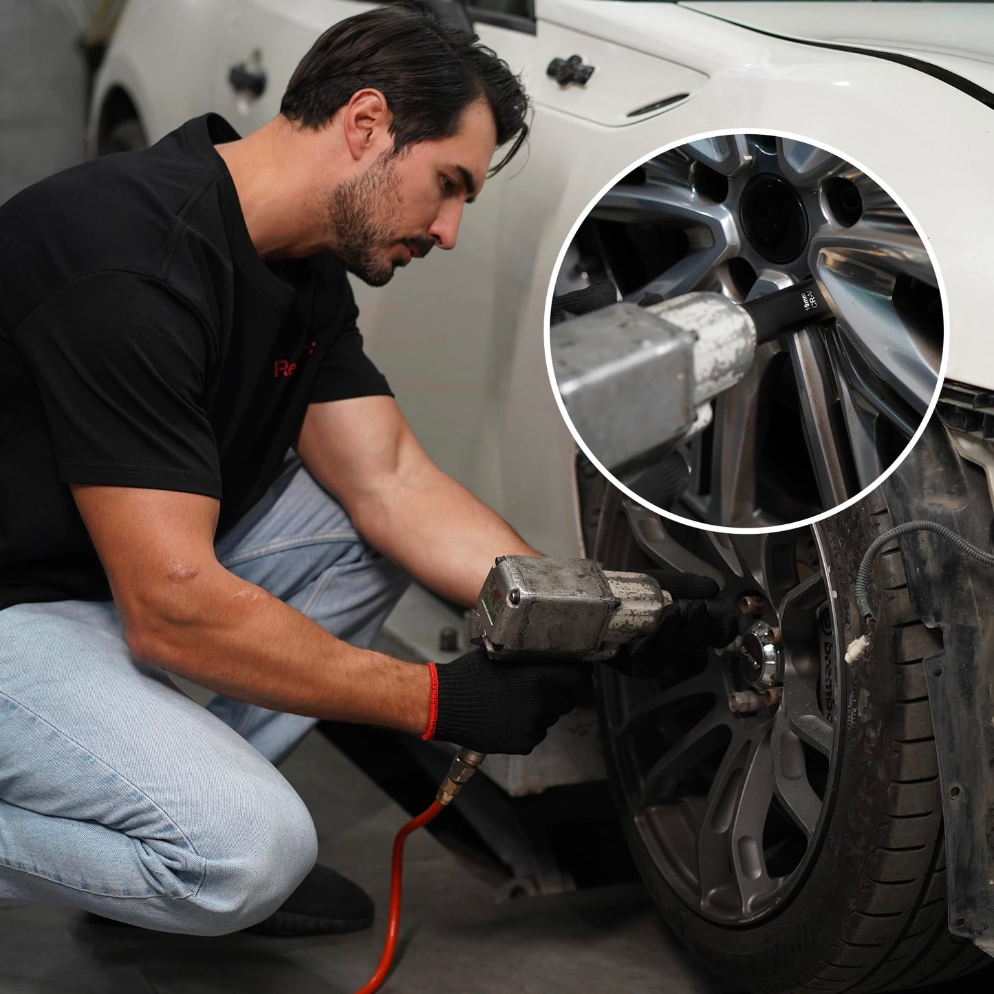 Reniteco 64-Piece 3/8" Drive Socket Set, SAE (5/16"-1") & Metric (6mm-24mm), Deep & Shallow, 72-Tooth Ratchet Wrench, Extension Bars, 1/2" F to 3/8" M Reducer, Universal Joint & Power Drill Adapter