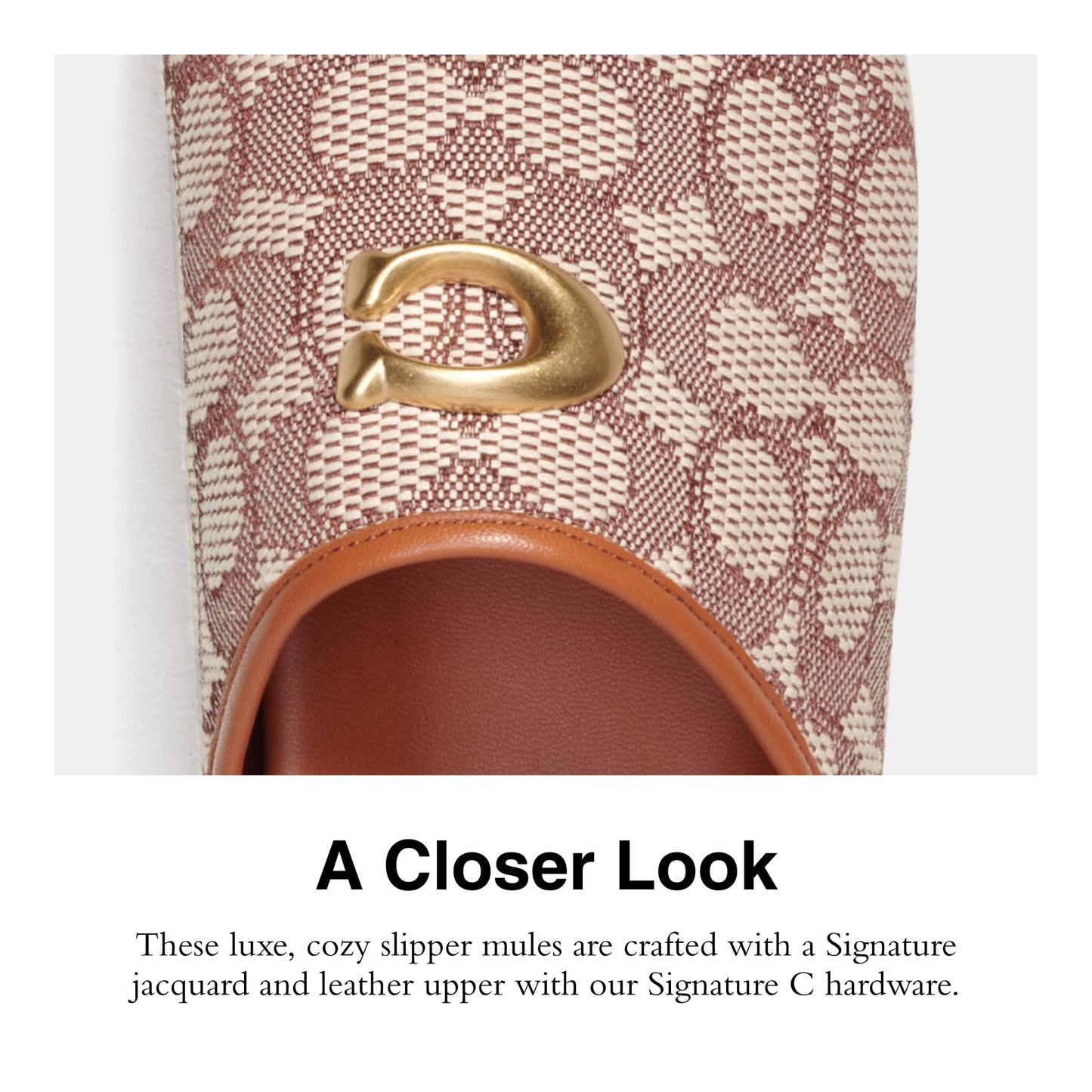 Coach Women's Hadley Signature Jacquard Slipper, Cocoa/Burnished Amber, 5