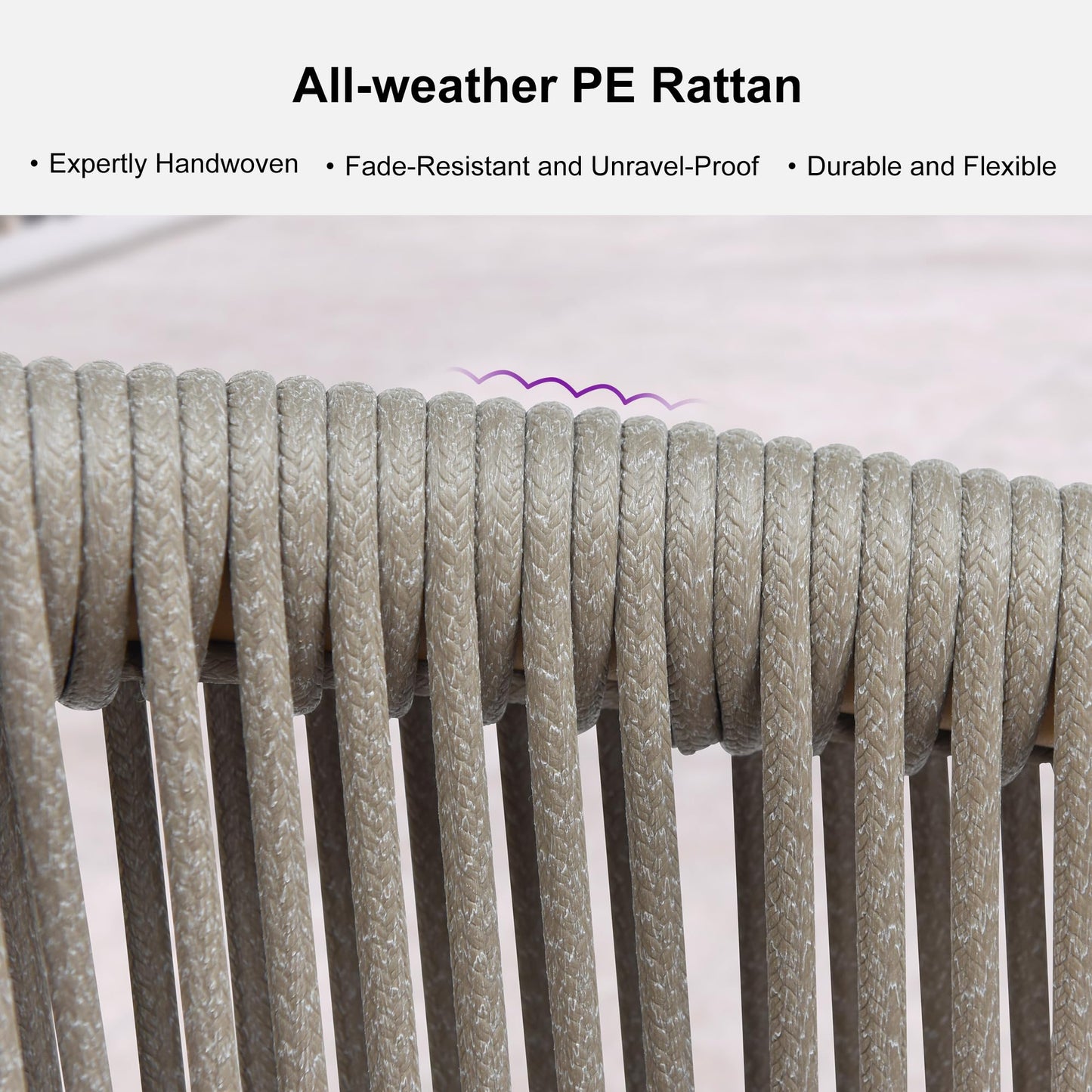 PURPLE LEAF 9 Pieces Outdoor Dining Set All Weather Wicker Patio Dining Set with Square Aluminum Table and Modern Armrest Dining Chairs for Garden Deck Backyard Kitchen, Champagne