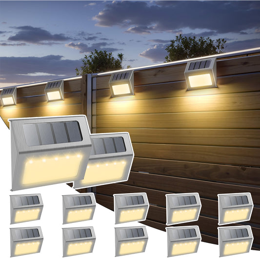 Otdair Solar Lights Outdoor Waterproof, Solar Fence Lights Auto On/Off, Bright LED Outdoor Lighting for Fence, Patio, Deck, Garden, Pathway