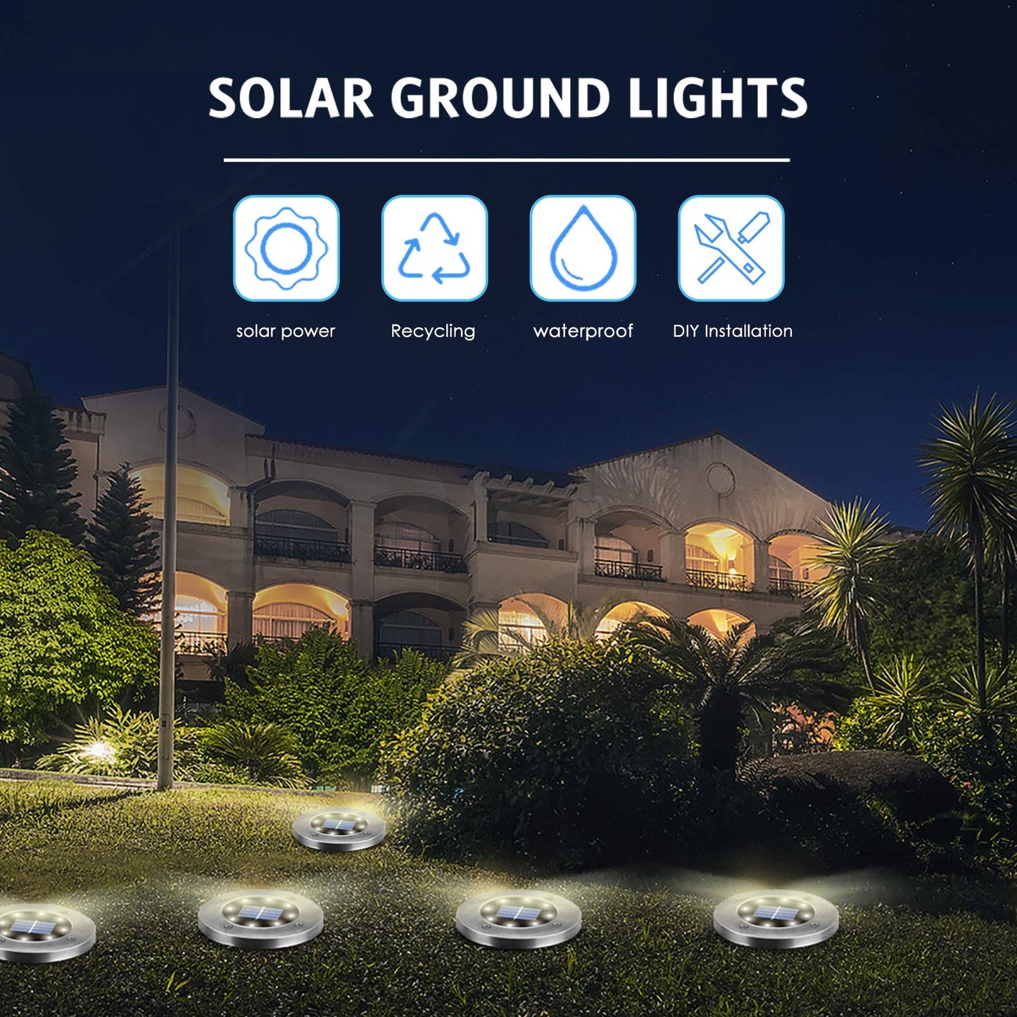 OULONGER Solar Outdoor Lights 12 Packs, Waterproof Solar Pathway Lights Bright In-Ground Lights Lighting Decor for Garden, Lawn, Patio, Yard, Driveway, Step and Walkway Warm Light