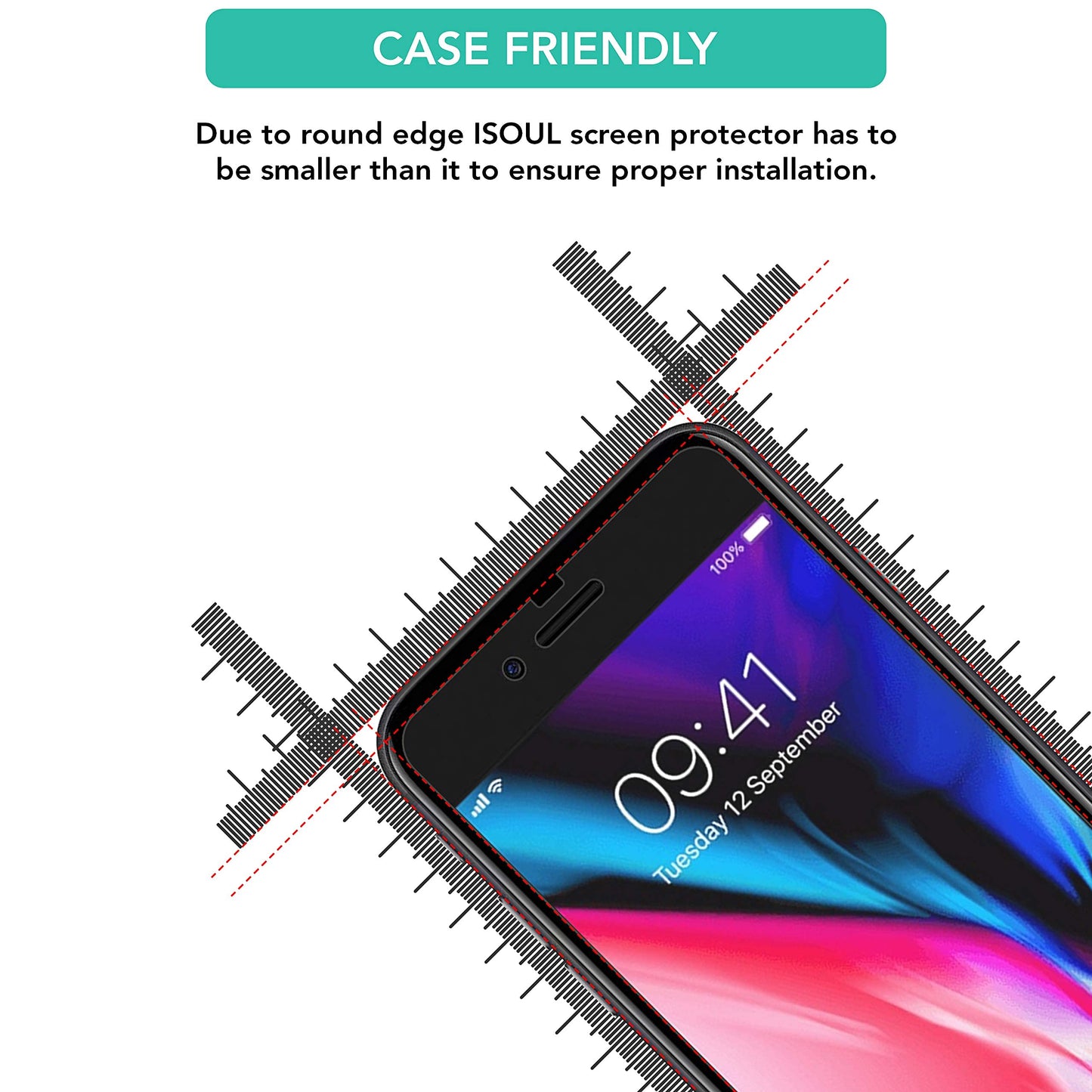 iSOUL 4-Pack Screen Protector for iPhone SE 3/2 (2022/2020 Edition), iPhone 8,7,6s,6, 4.7-Inch Tempered Glass Film [Ultra HD] [3D Touch] [Case Friendly] [Lifetime Replacement Support]