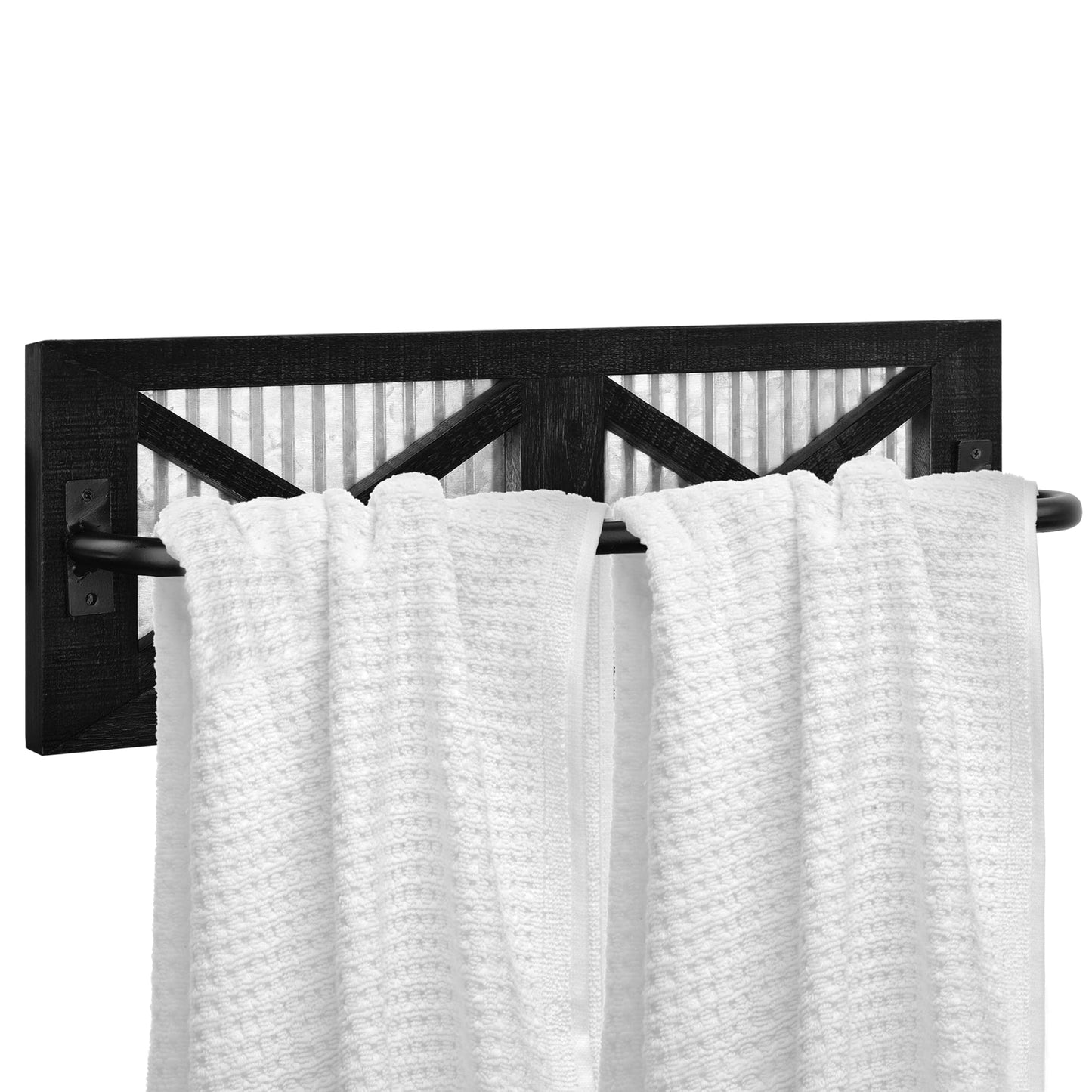 Autumn Alley Farmhouse Rustic Towel Rack Holder - Wood Towel Rack - Farmhouse Towel Holder for Rustic Bathroom and Farmhouse Kitchen Style Décor - 18" Wall Mounted, Set of 2, Rustic Black