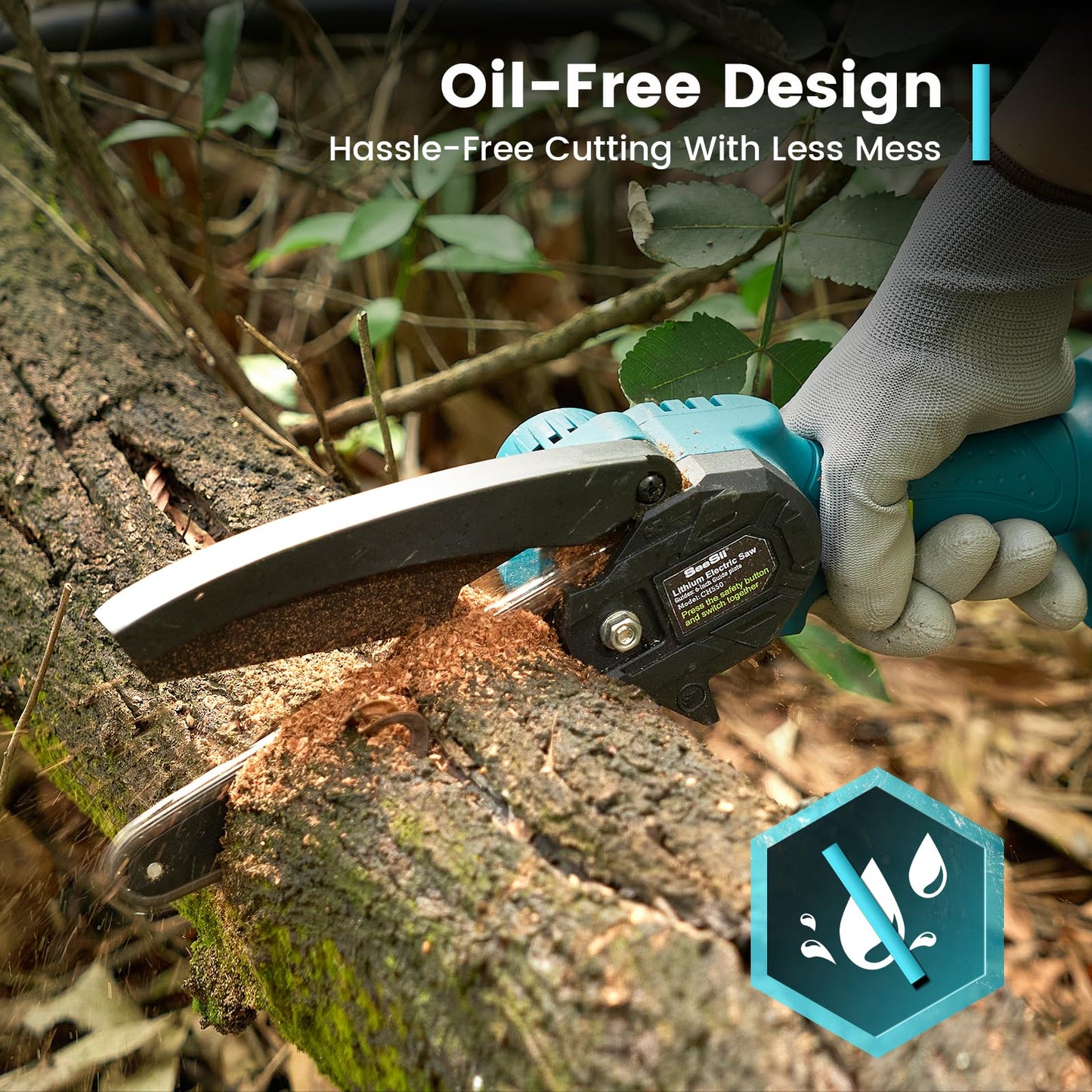 Seesii Mini Chainsaw, 6-inch Mini Chainsaw Cordless, Handheld Electric Power Chain Saw with Battery, for Tree Trimming Wood Cutting,Gifts for Father, Dad, Husband, Men