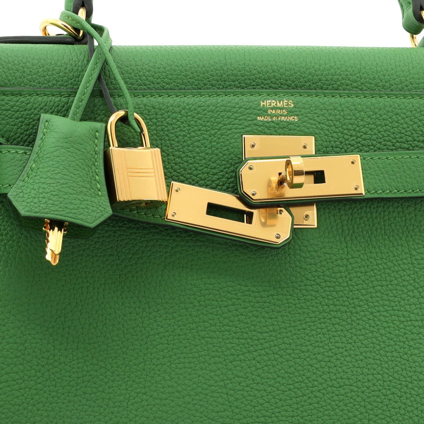 Hermes, Pre-Loved Kelly Handbag Green Togo with Gold Hardware 28, Green