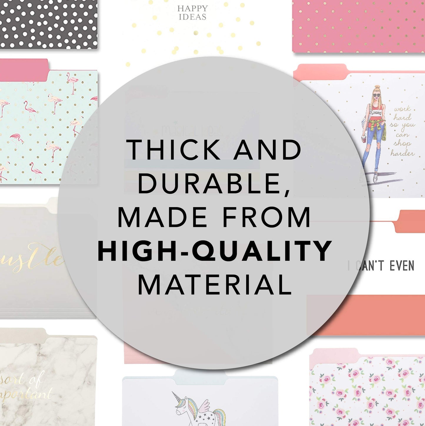 Graphique Hustle File Folder Set – File Set Includes 9 Folders and 3 Unique Sassy Designs, Printed on Durable Triple-Scored Coated Cardstock, 11.75" x 9.5"