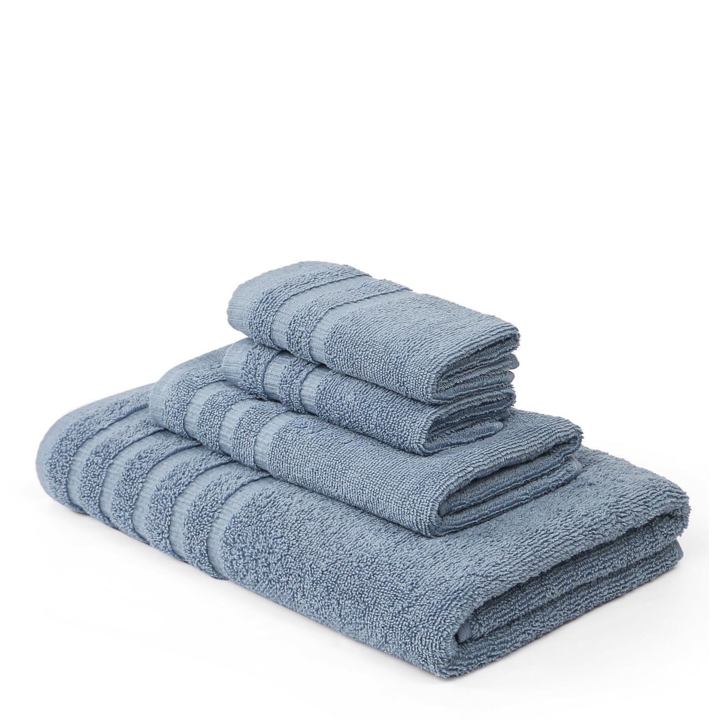 Modern Threads Organic Vines 6-Piece 100% Cotton Towel Set – Yarn Dyed Jacquard & Solid – Includes 2 Bath Towels, 2 Hand Towels, 2 Washcloths – Absorbent, Quick Dry, Soft & Durable – Blue