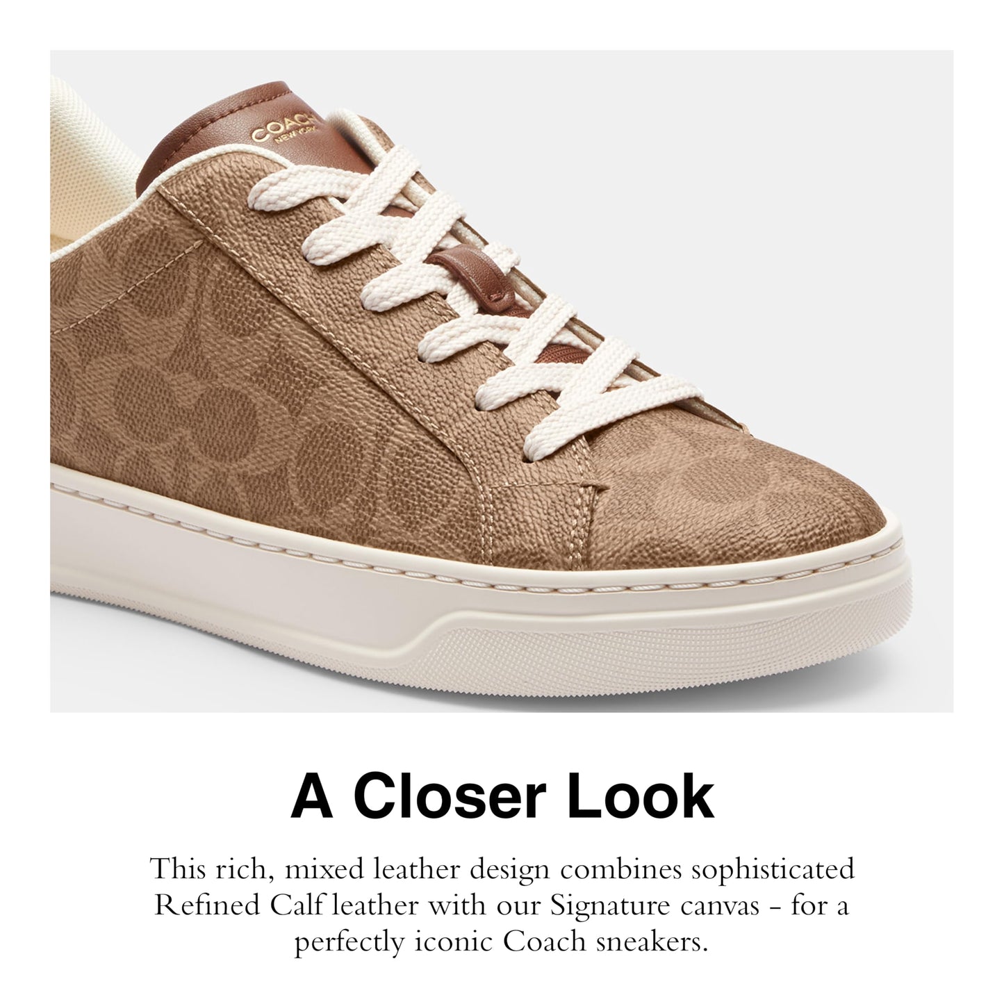 COACH Women's High Line Sneaker, Brown Khaki, 8.5