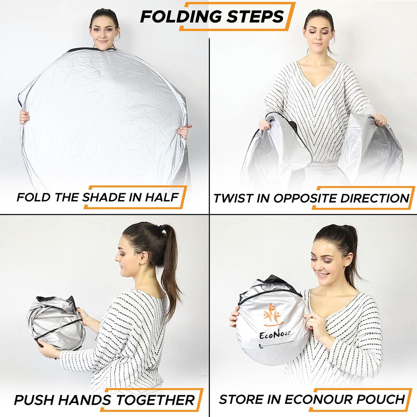 EcoNour Foldable Sunshade for Car Windshield | Dashboard Shield for Your Vehicle | Auto Window Shades for UV Rays and Sun Screen Protection | XXXX-Large (75 inches x 37 inches)