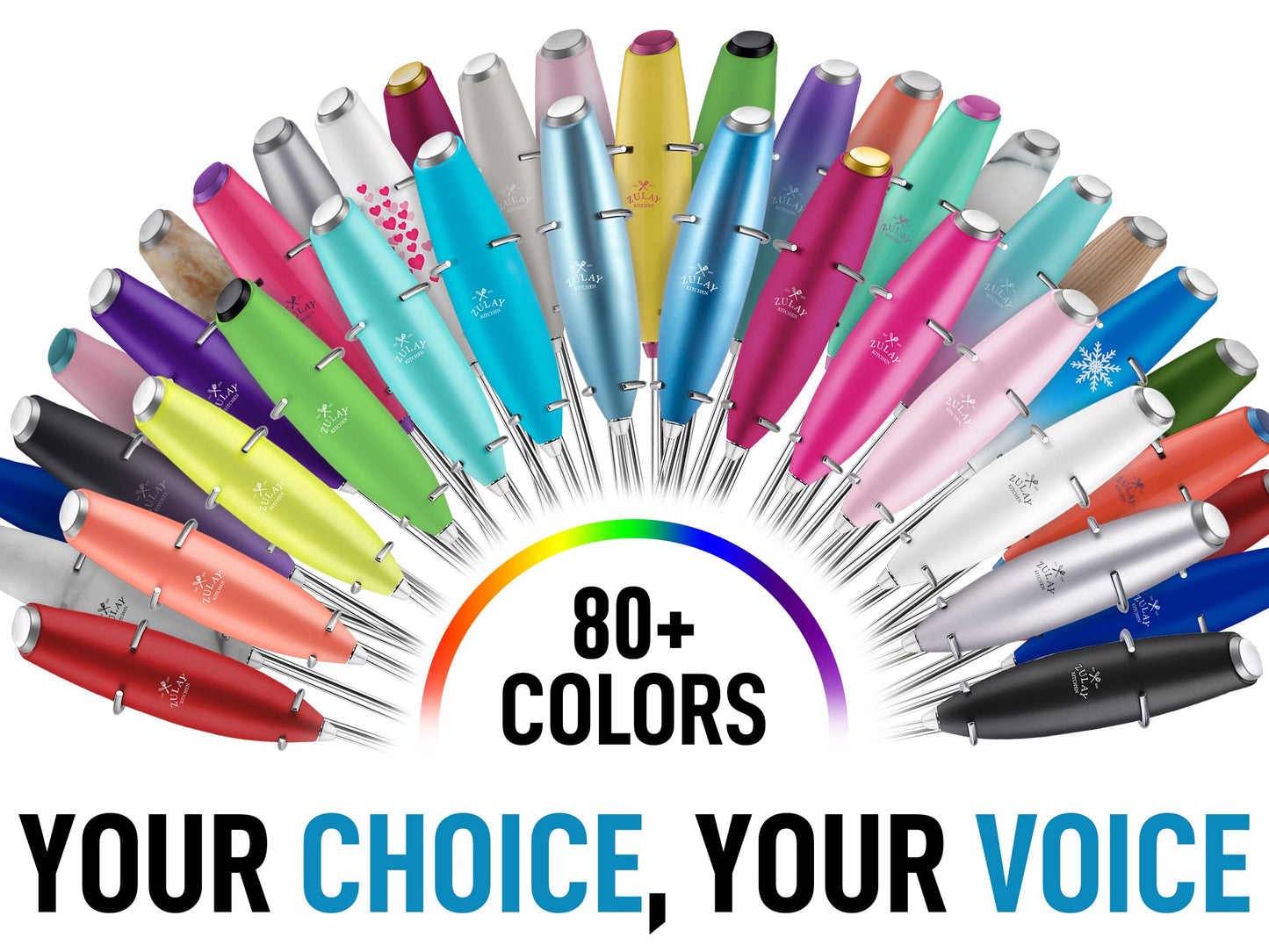 Zulay Kitchen Milk Frother Wand Drink Mixer with AA Duracell Batteries- Durable Handheld Milk Frother Electric Whisk - Easy-Clean Milk Frother Wand & Mini Blender - Electric Coffee Frother - Black