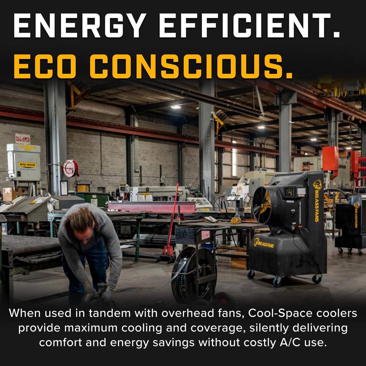 Big Ass Fans - Cool-Space 350 - Portable Evaporative Swamp Cooler, Indoor and Outdoor Use, 16 Gallon Capacity, Variable Speed for Ultimate Cooling in Workshops and Garages