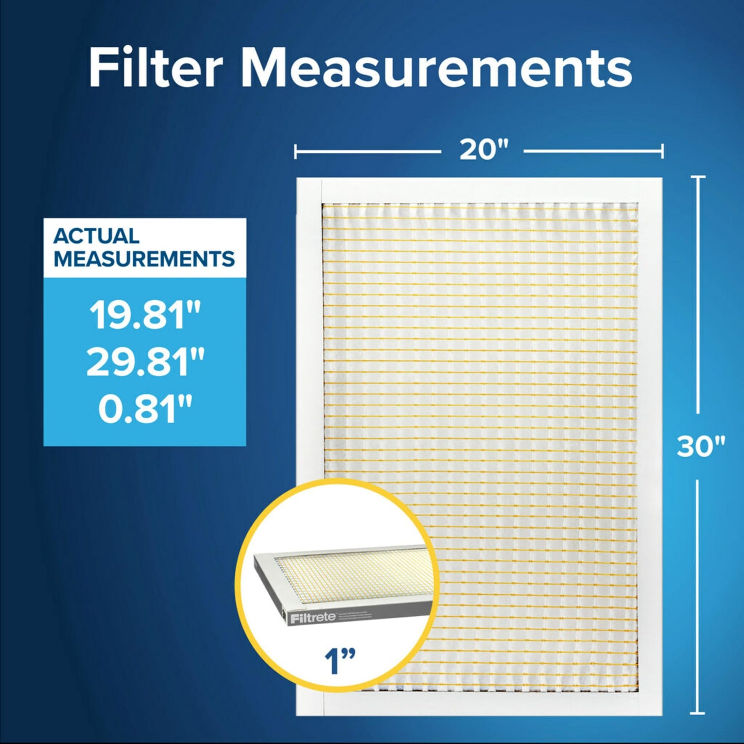 Filtrete 20x30x1 Air Filter, MPR 300, MERV 5, Clean Living Basic Dust 3-Month Pleated 1-Inch Air Filters, 6 Filters