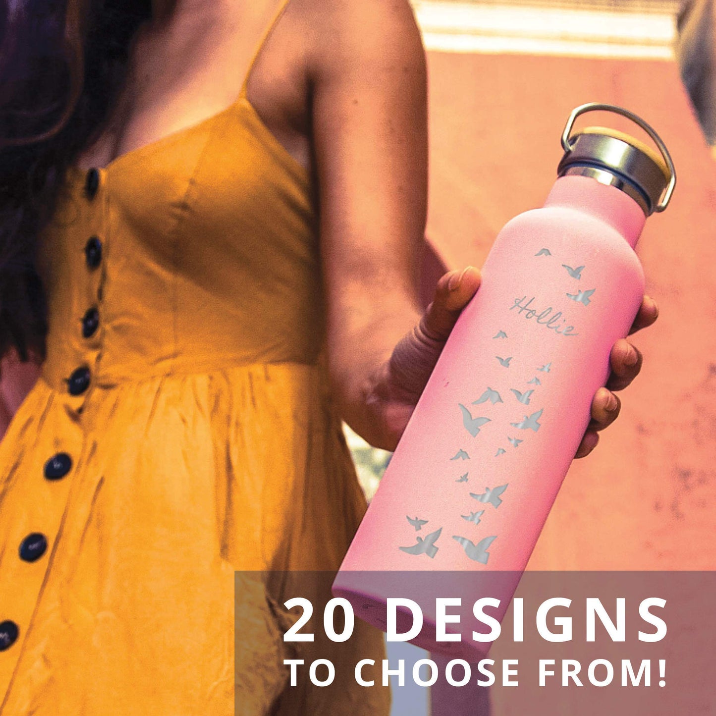 Personalized Insulated Water Bottle 25oz (750ml) Premium Quality Stainless Steel Double Wall Vacuum Elemental Bottle BEST for Birthday Gift, Holiday Gift, Valentine Gift - 20 designs to choose from