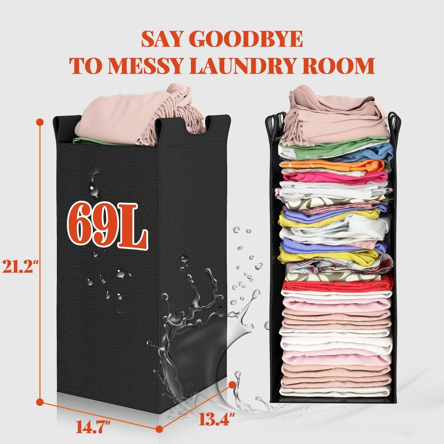 Raybee Over The Washer and Dryer Storage, Laundry Room Organization and Storage with Laundry Hamper and Hooks Washer and Dryer,17.3" D x 78.7" W x 76.4" H