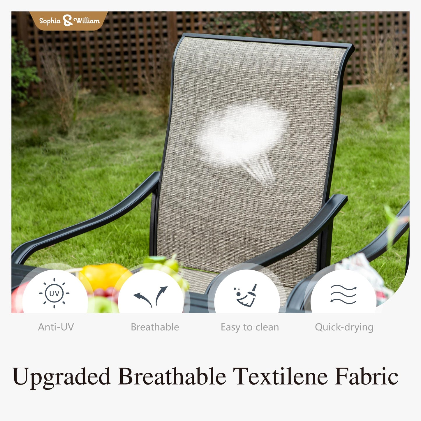 Sophia & William Patio Set with Umbrella 8 Pieces Outdoor Dining Set for 6 with 13ft Double-Sided Patio Umbrella Beige, 6 x Swivel Patio Chairs, 1 Metal Table for Lawn Garden