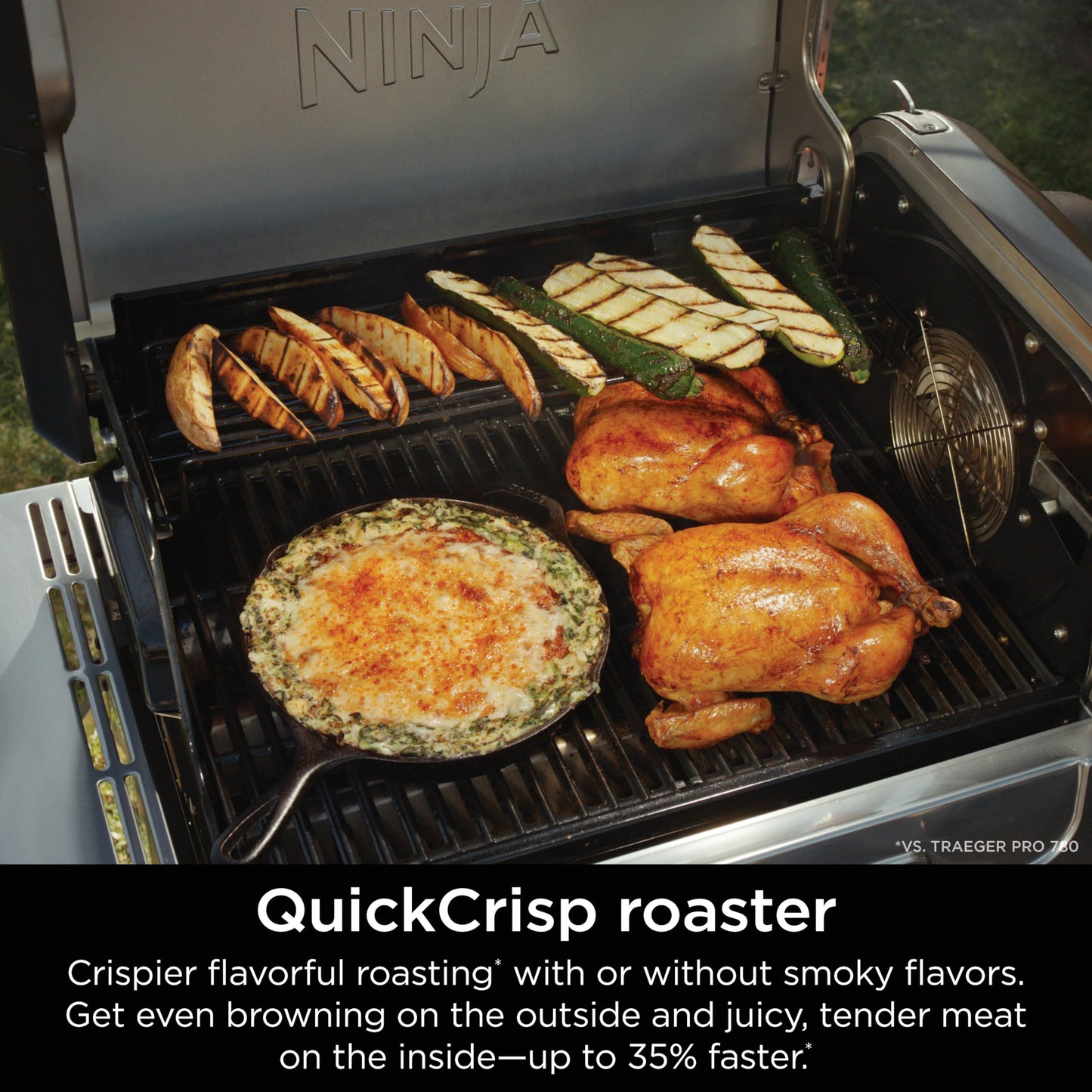 Ninja FlexFlame, Grill and Smoker, Electric and Propane Grill, Roaster, BBQ Grill, 5-in-1 Cooking System, 3 Burner, Digital Control, Outdoor Cooking, Griddle, Pizza Maker, Stainless Steel, PG301