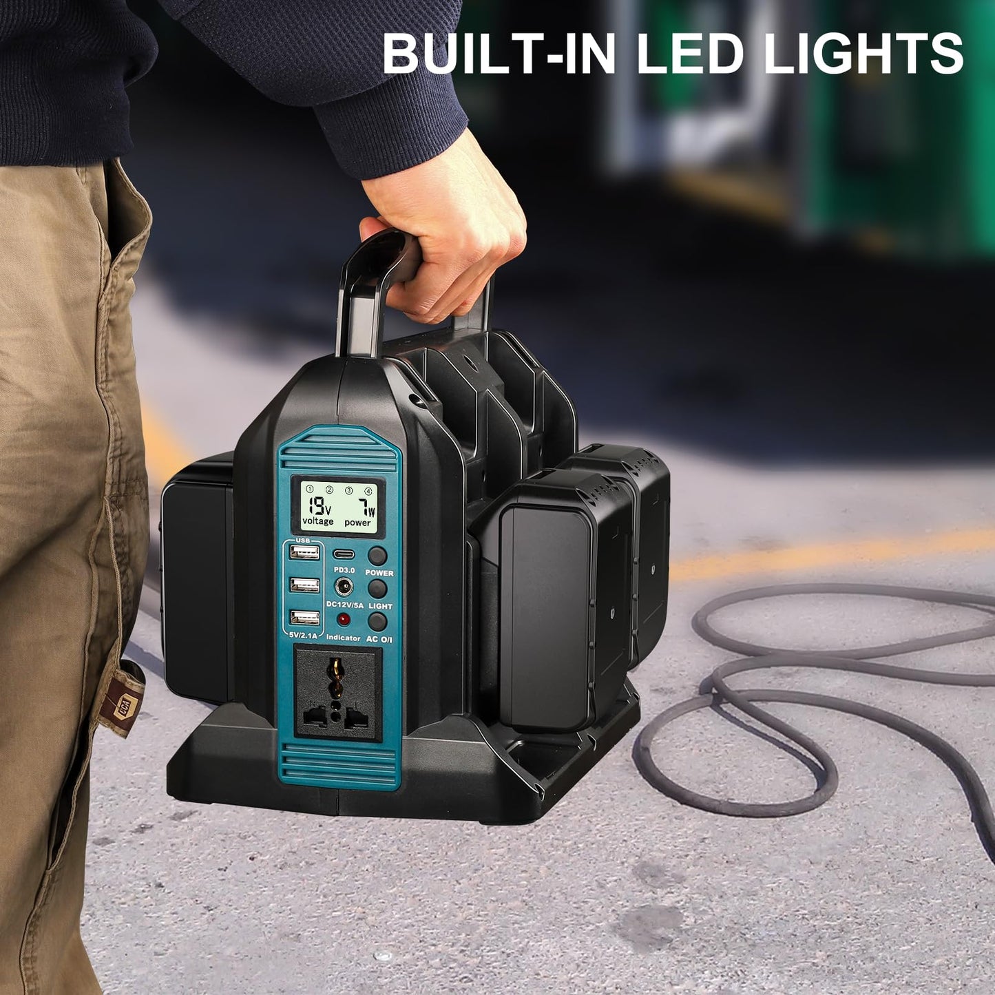 350W Power Inverter for Makita 18V LXT Li-ion Battery, 4-Port 20V to 120V Pure Sine Wave Inverter with LED Light, 3 USB-A Port, 1 USB-C Port, 1 DC Port, Power Station for Outdoor Camping (Tool Only)